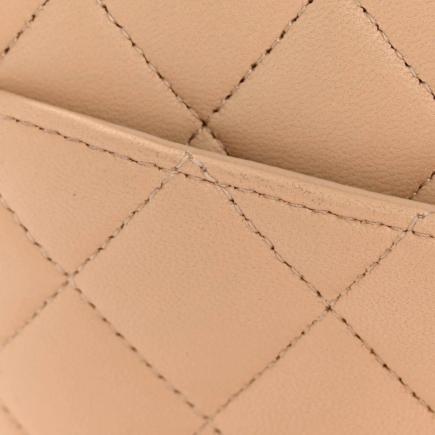 Lambskin Quilted Medium Double Flap Beige - Image 11