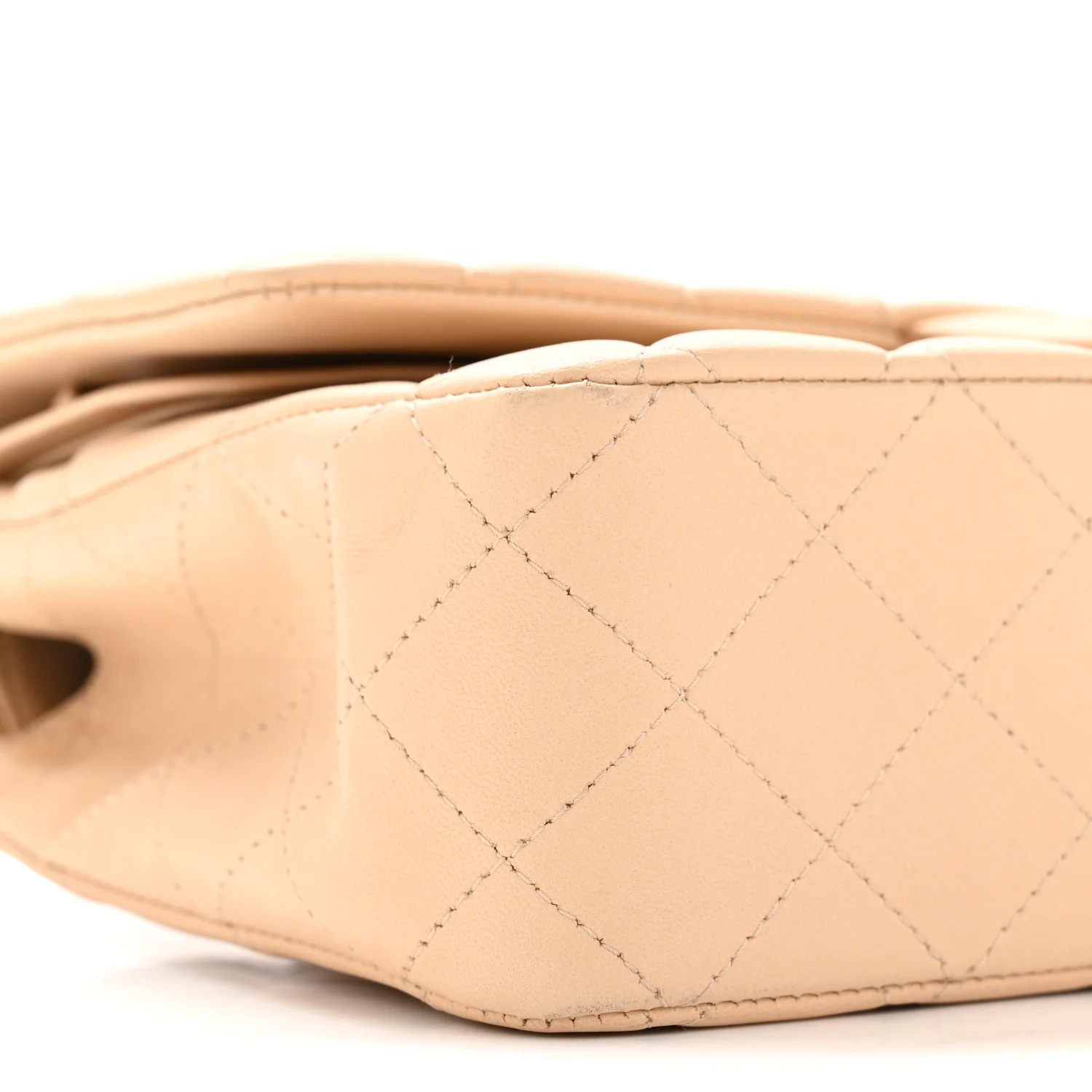 Lambskin Quilted Medium Double Flap Beige - Image 8