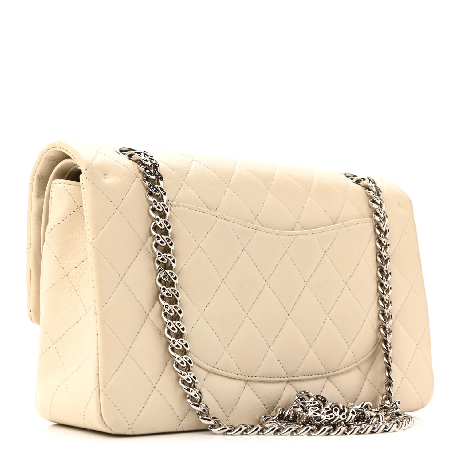 Lambskin Quilted Medium Double Flap Bijoux Chain Ivory - Image 5