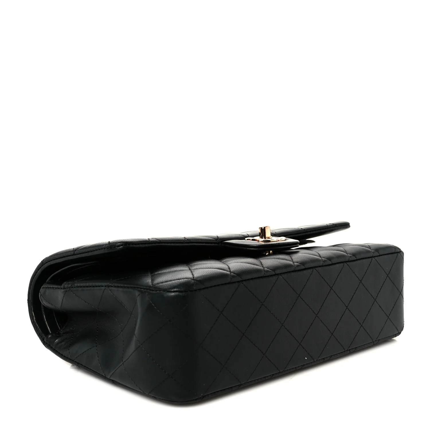 Lambskin Quilted Medium Double Flap Black - Image 4