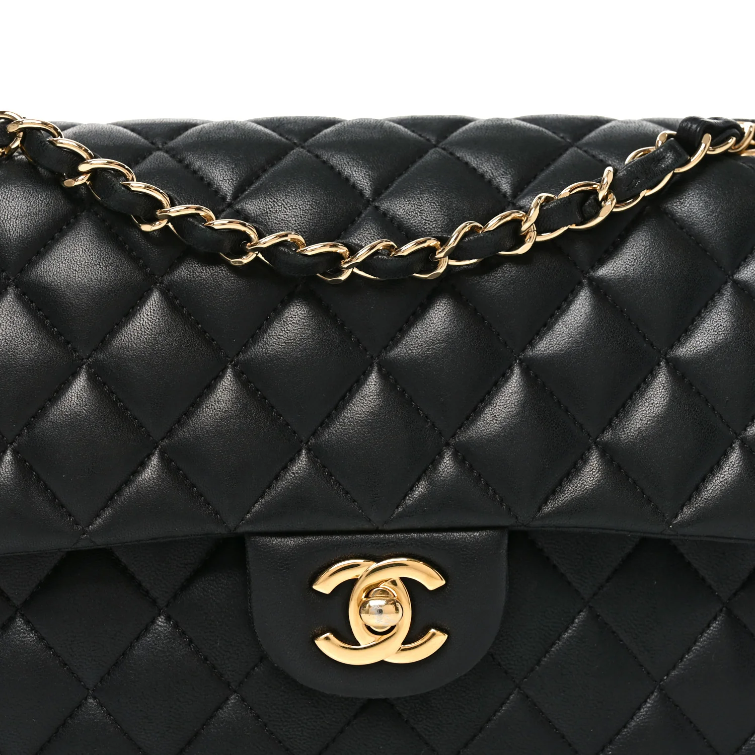 Lambskin Quilted Medium Double Flap Black - Image 8