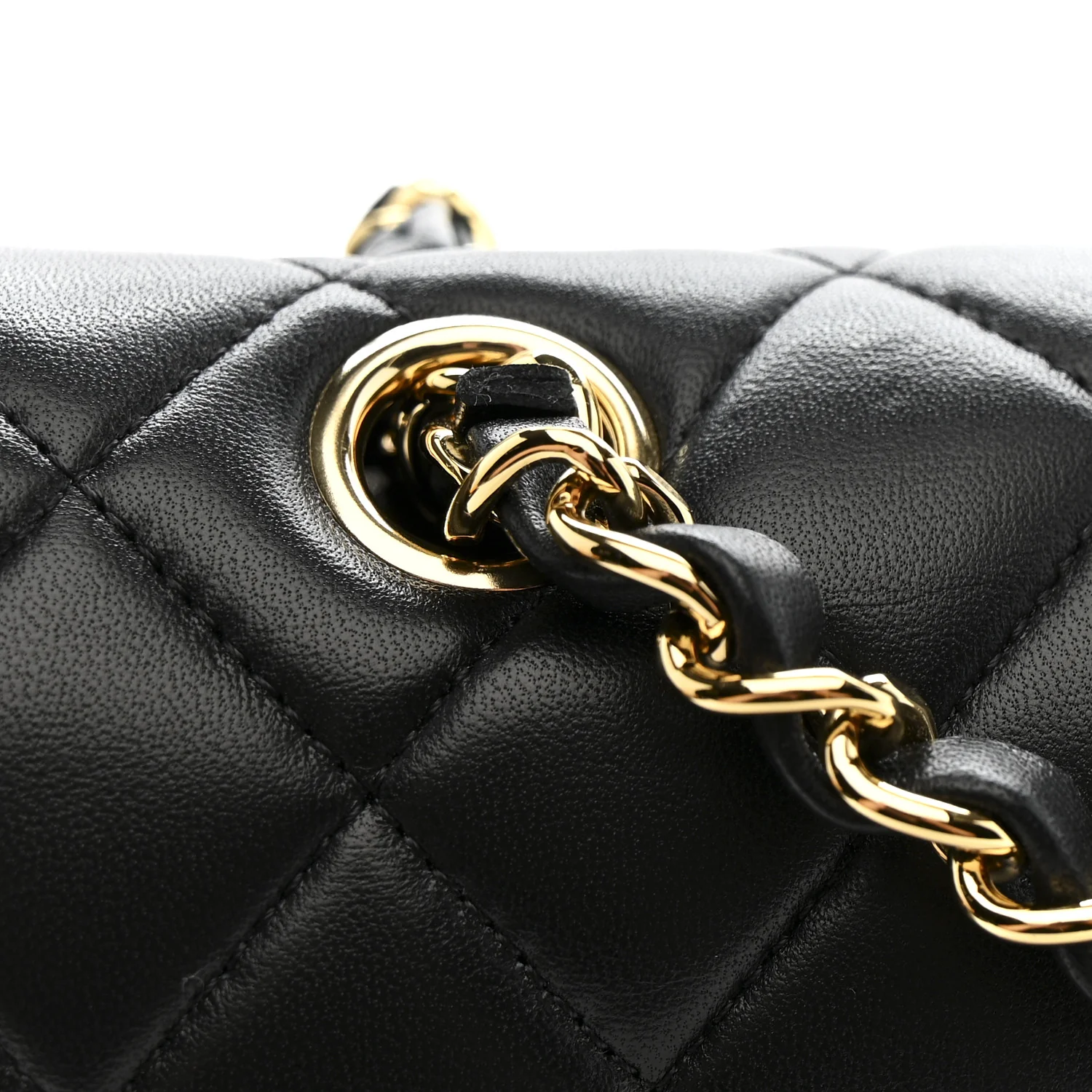 Lambskin Quilted Medium Double Flap Black - Image 12
