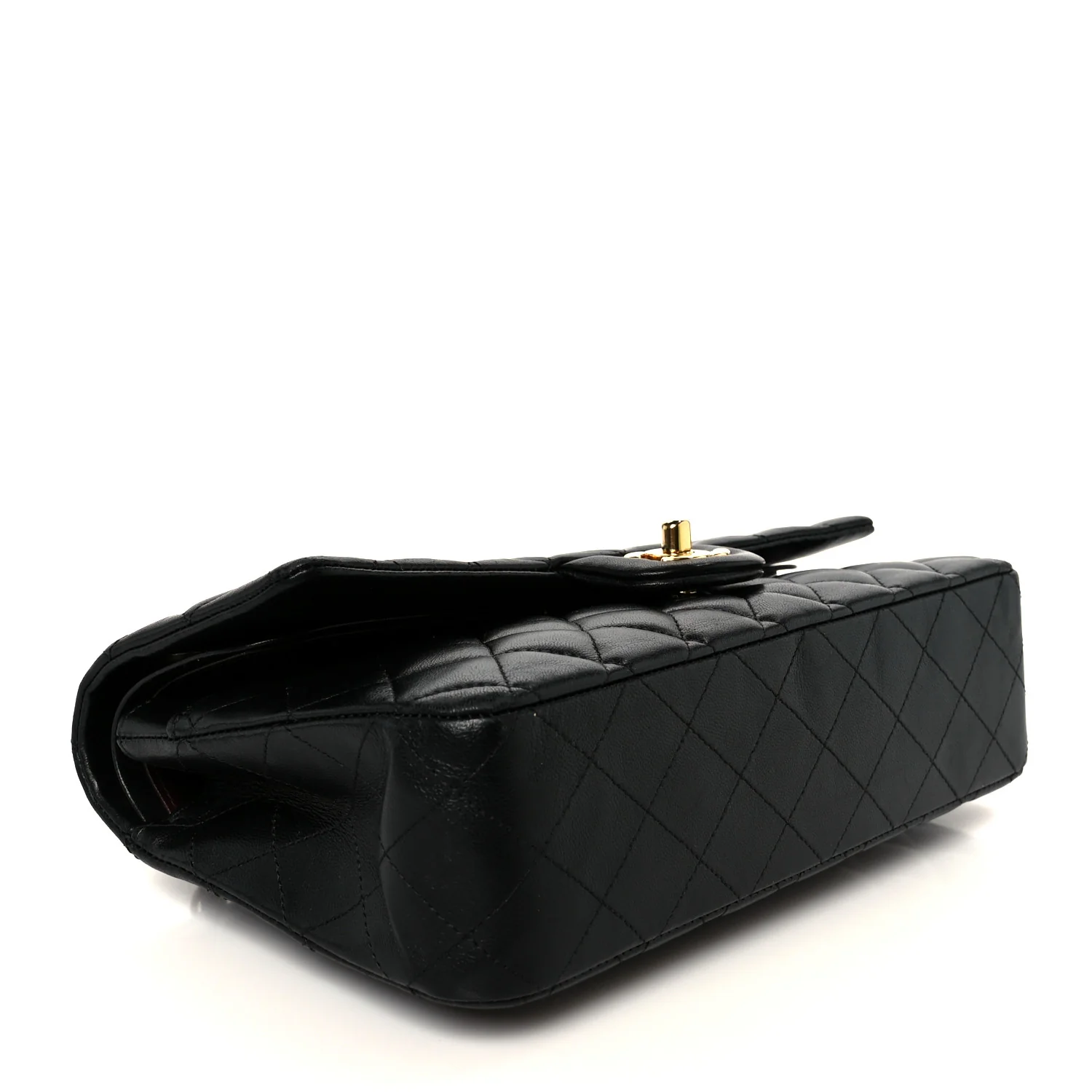 Lambskin Quilted Medium Double Flap Black - Image 4