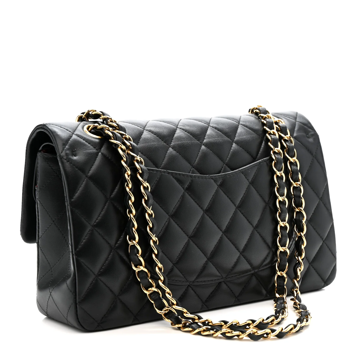 Lambskin Quilted Medium Double Flap Black - Image 3