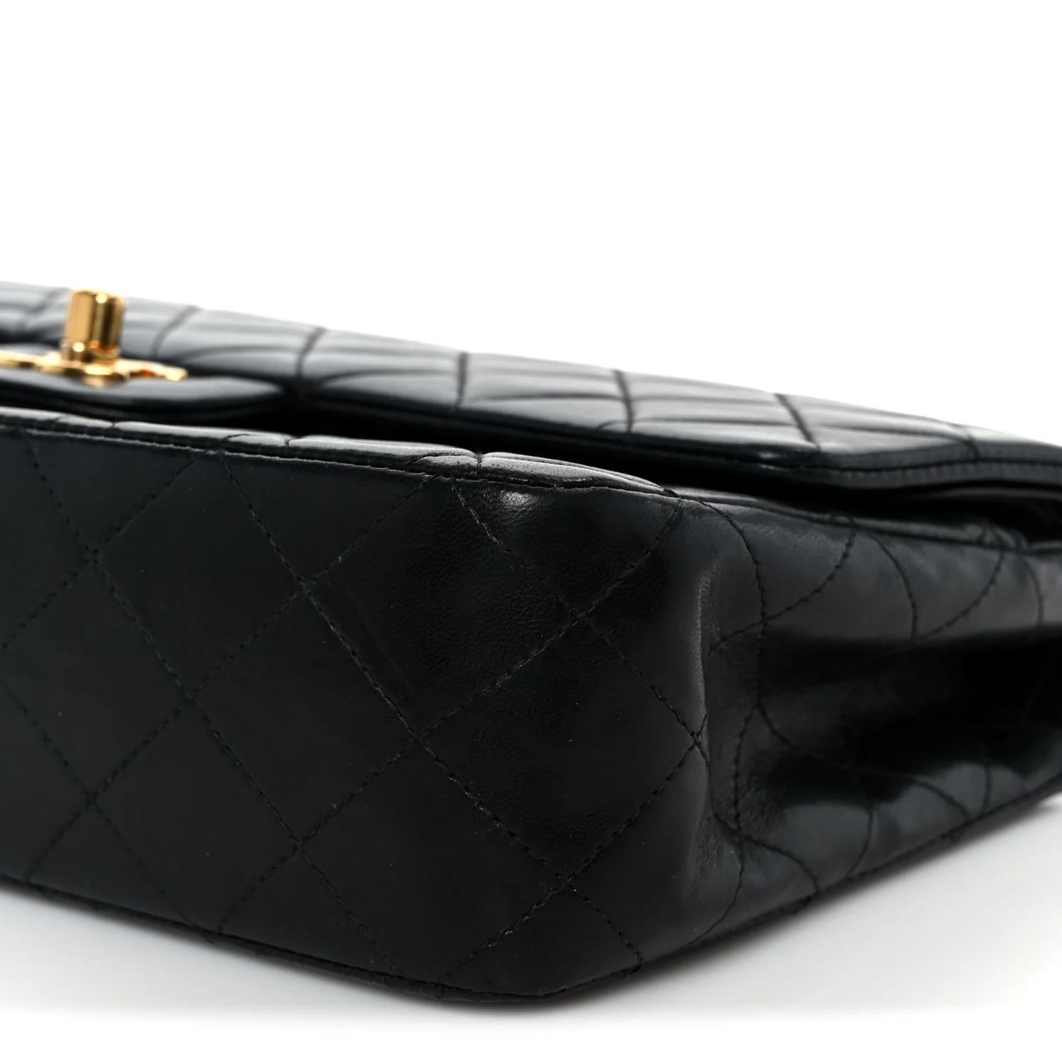 Lambskin Quilted Medium Double Flap Black - Image 11