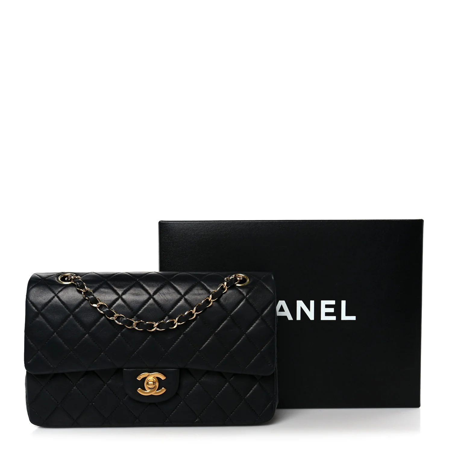 Lambskin Quilted Medium Double Flap Black - Image 12