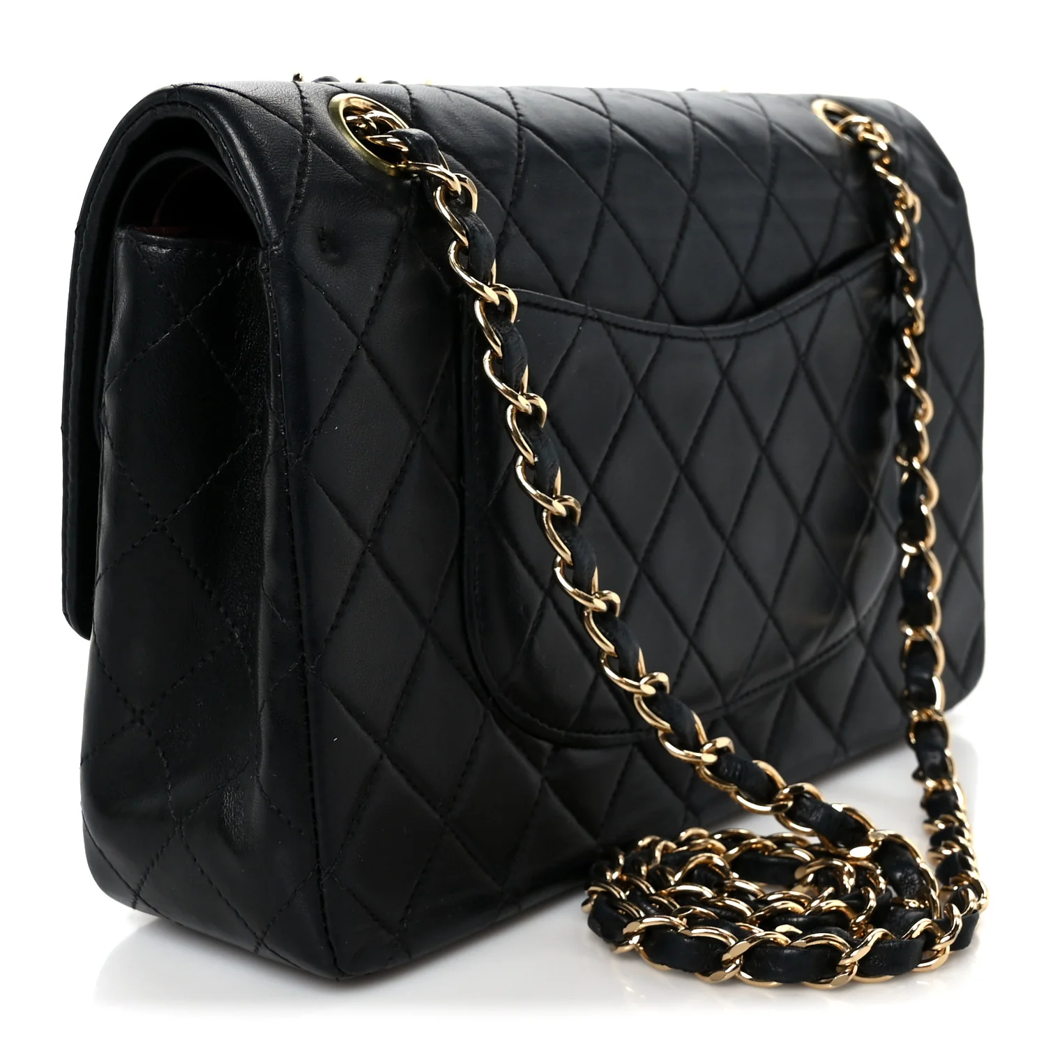 Lambskin Quilted Medium Double Flap Black - Image 3