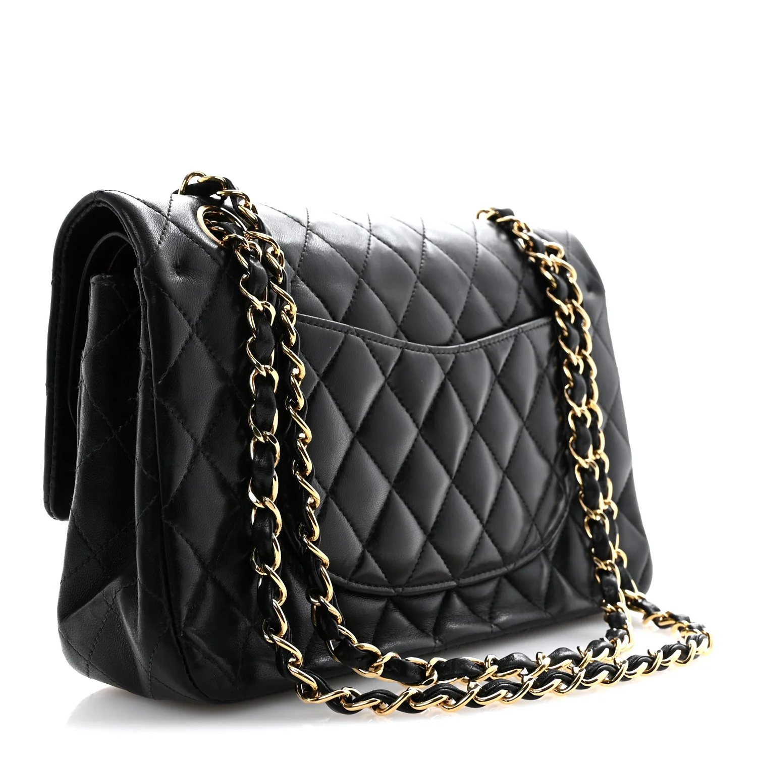 Lambskin Quilted Medium Double Flap Black - Image 3
