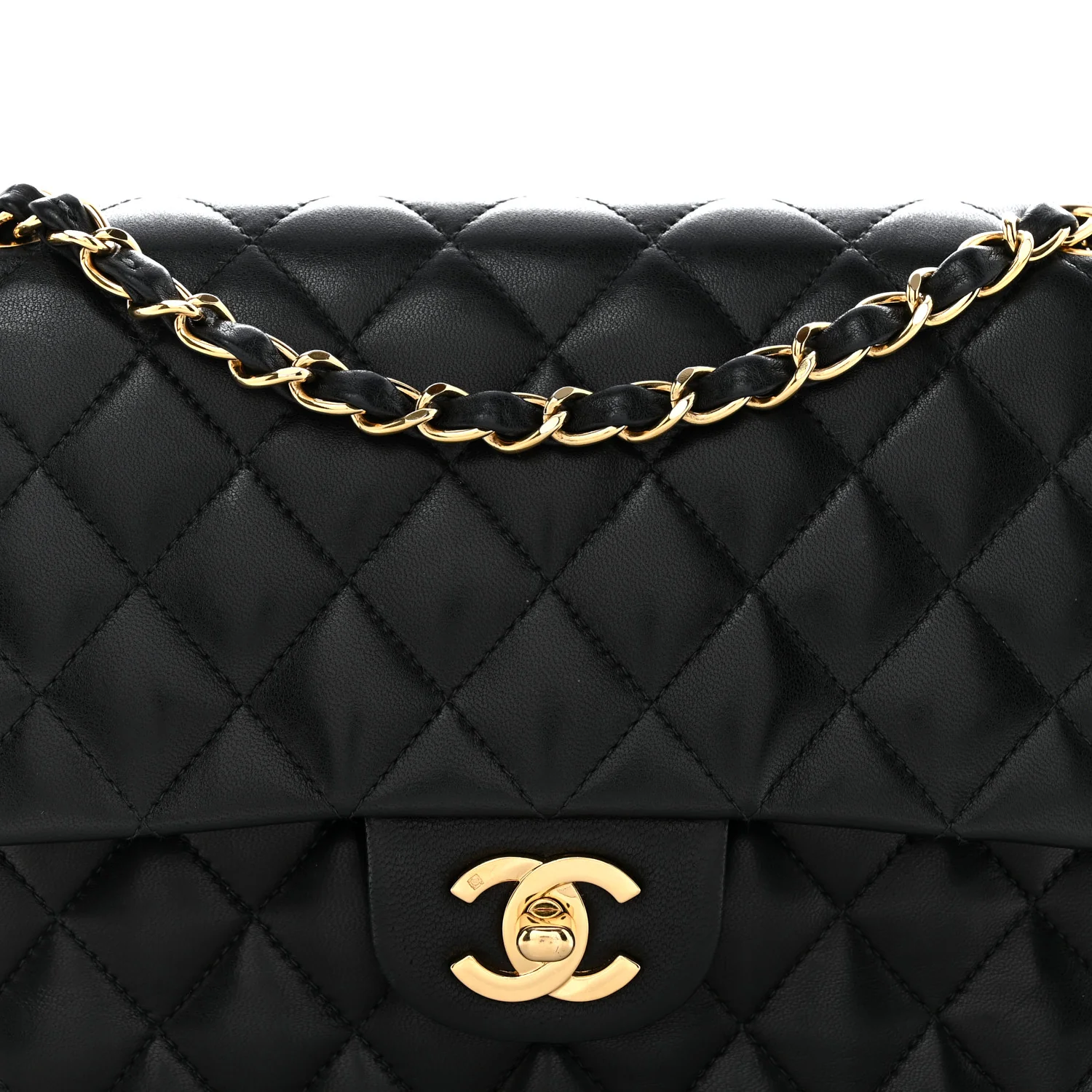 Lambskin Quilted Medium Double Flap Black - Image 8
