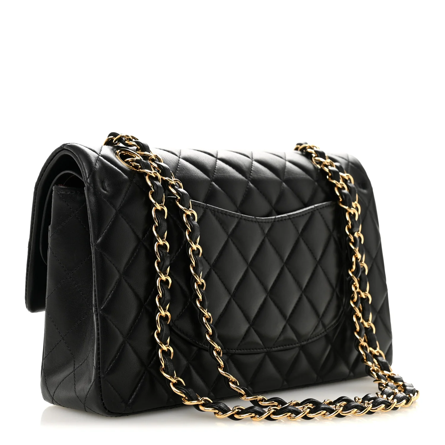 Lambskin Quilted Medium Double Flap Black - Image 3