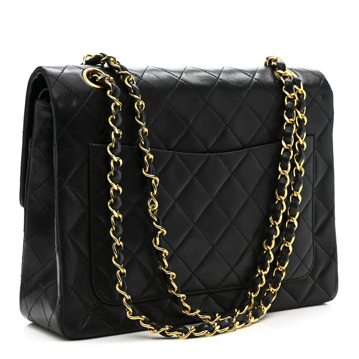Lambskin Quilted Medium Double Flap Black - Image 3