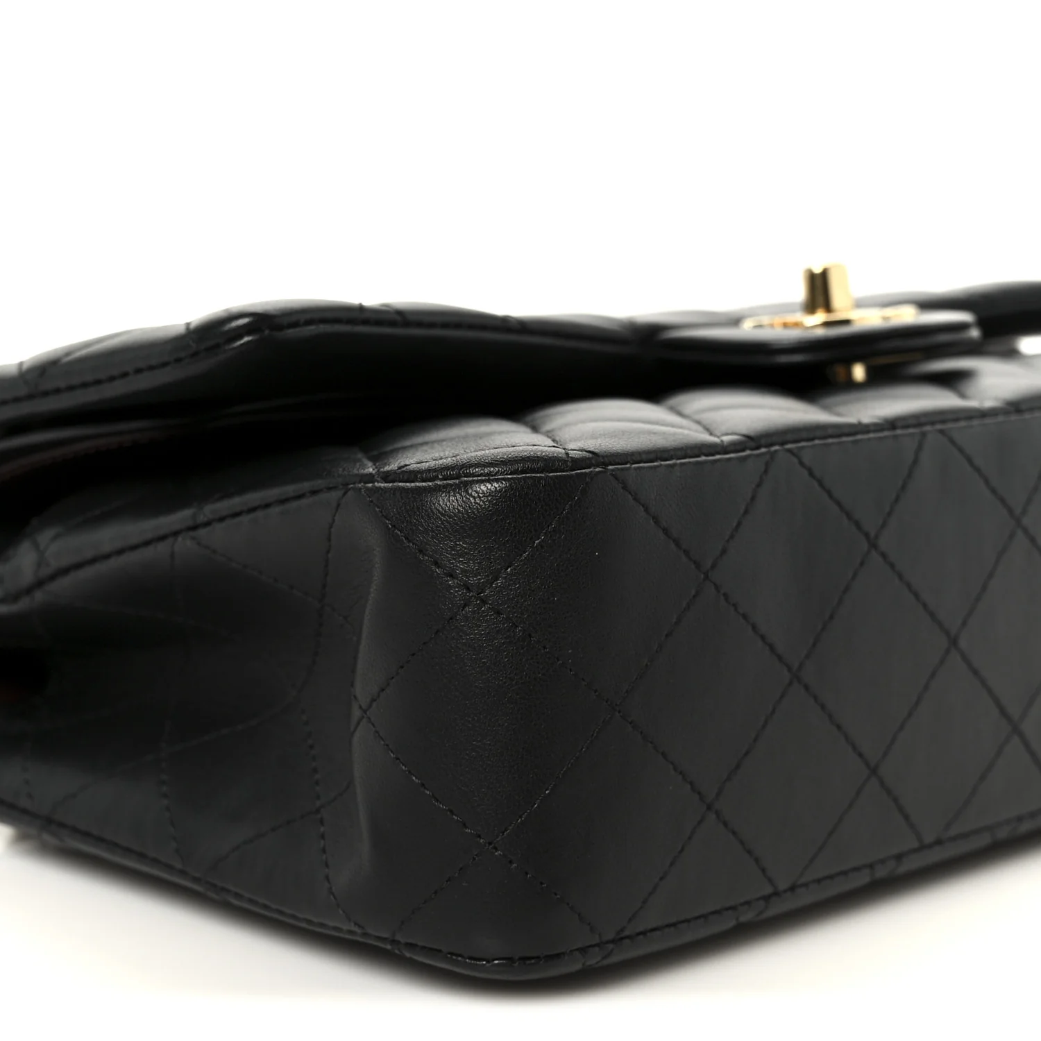 Lambskin Quilted Medium Double Flap Black - Image 10