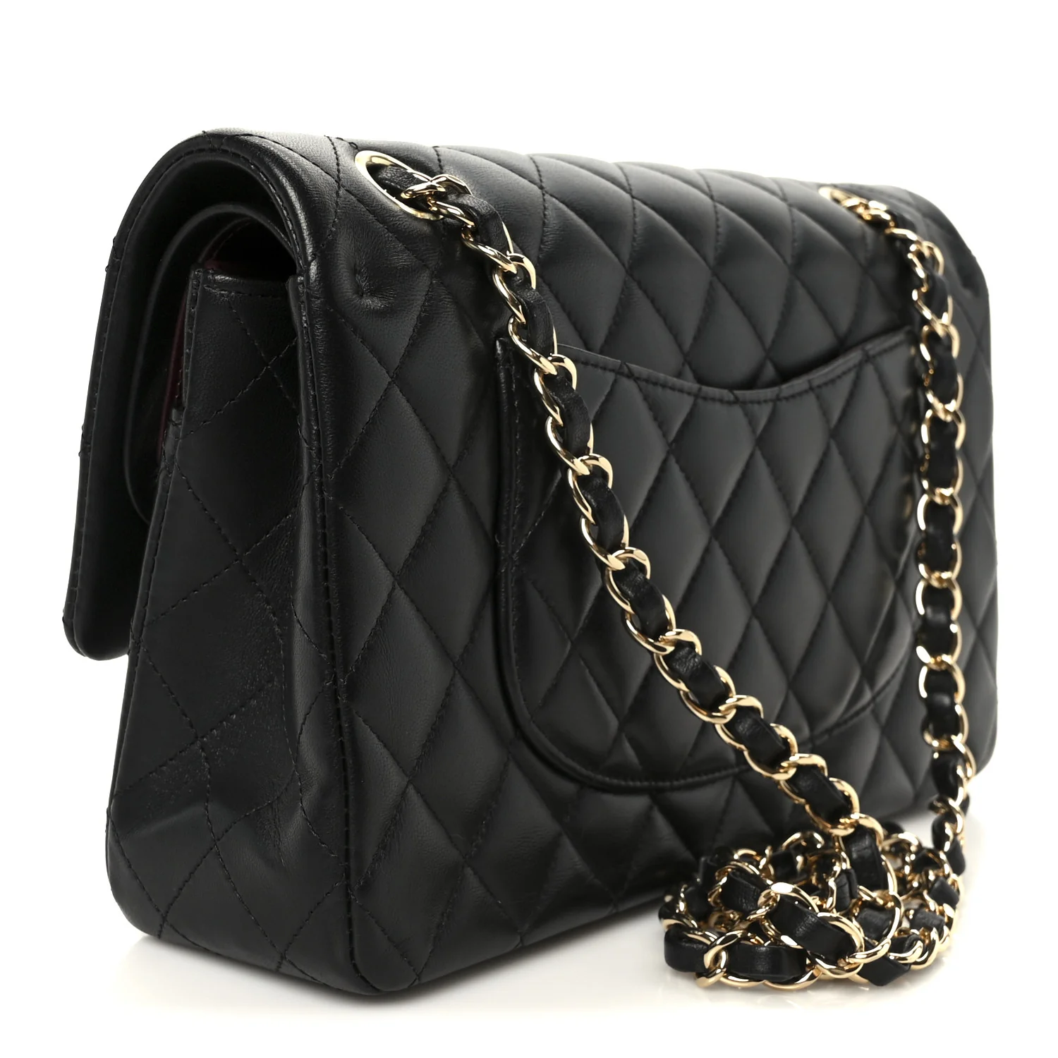 Lambskin Quilted Medium Double Flap Black - Image 3
