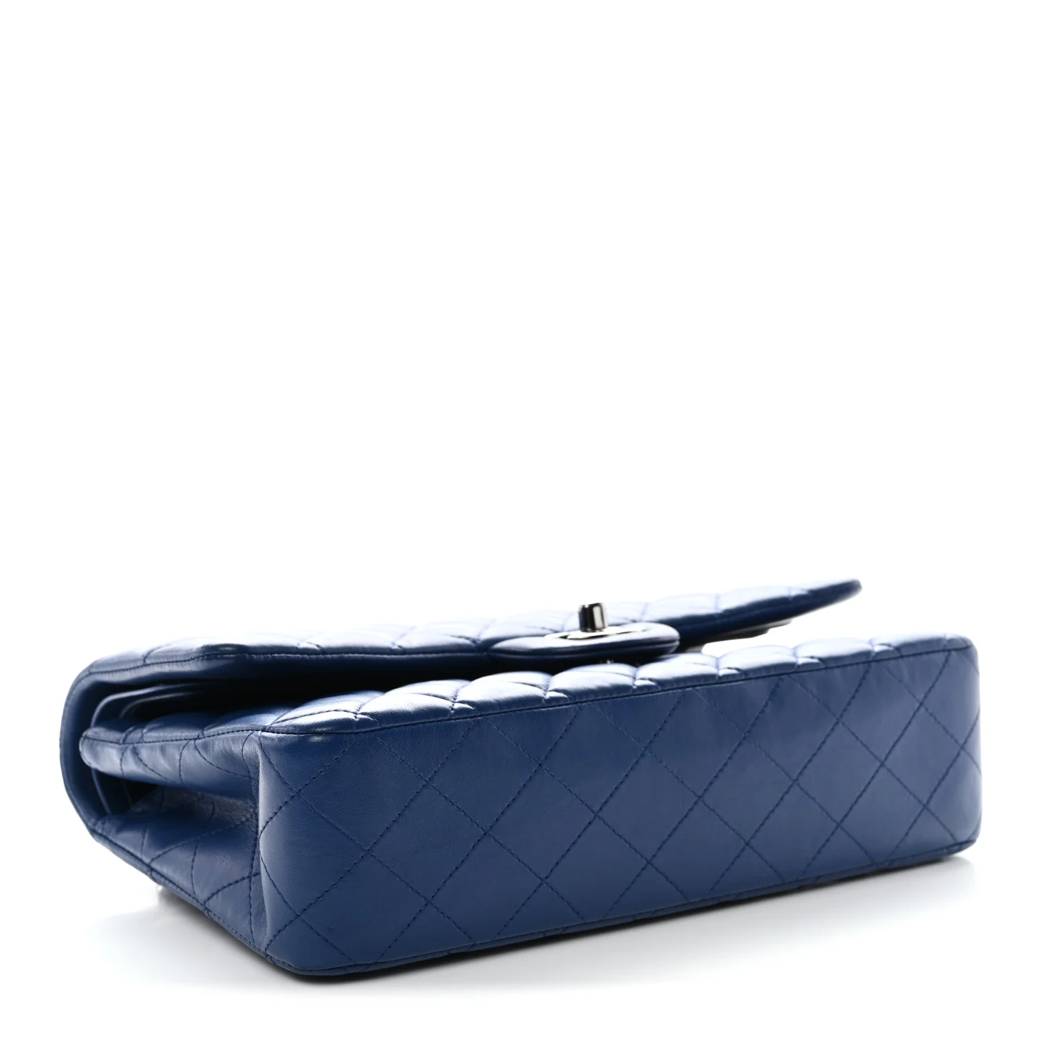 Lambskin Quilted Medium Double Flap Blue - Image 10