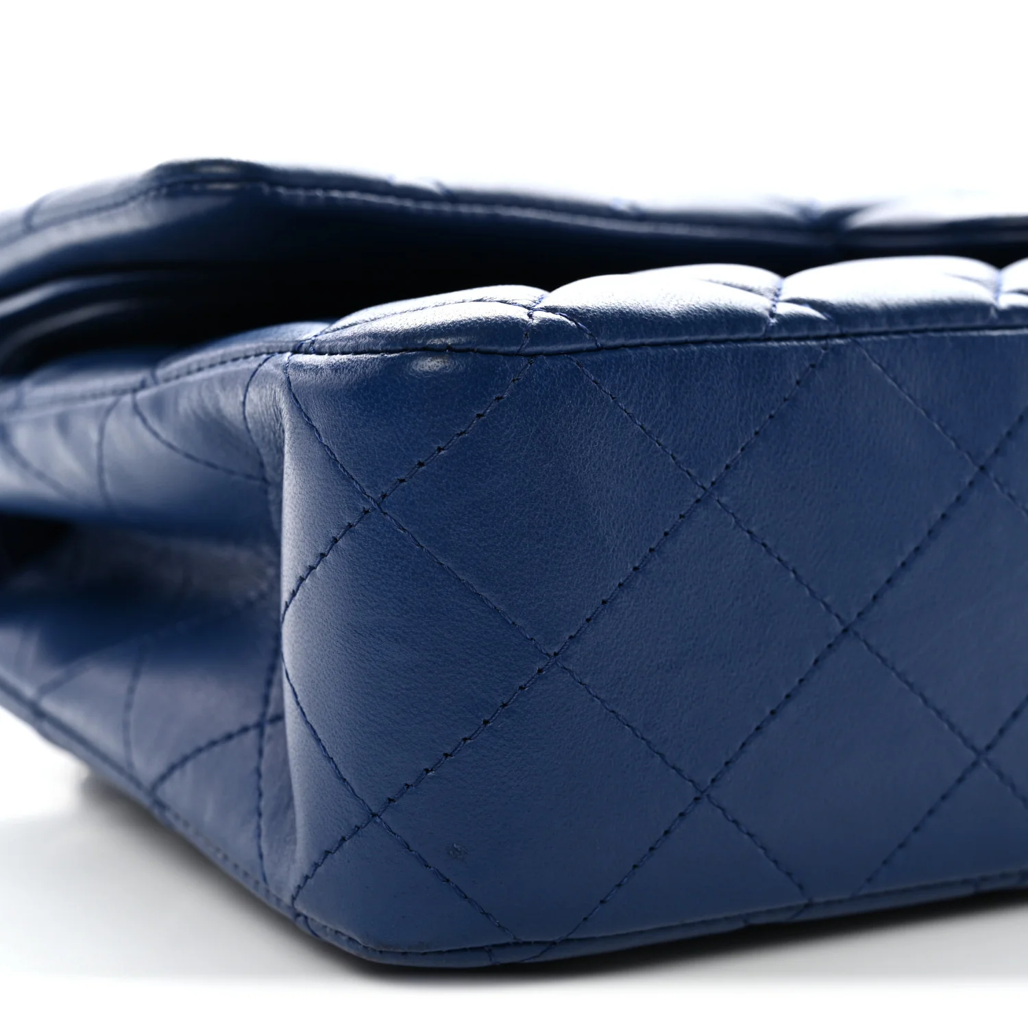 Lambskin Quilted Medium Double Flap Blue - Image 25
