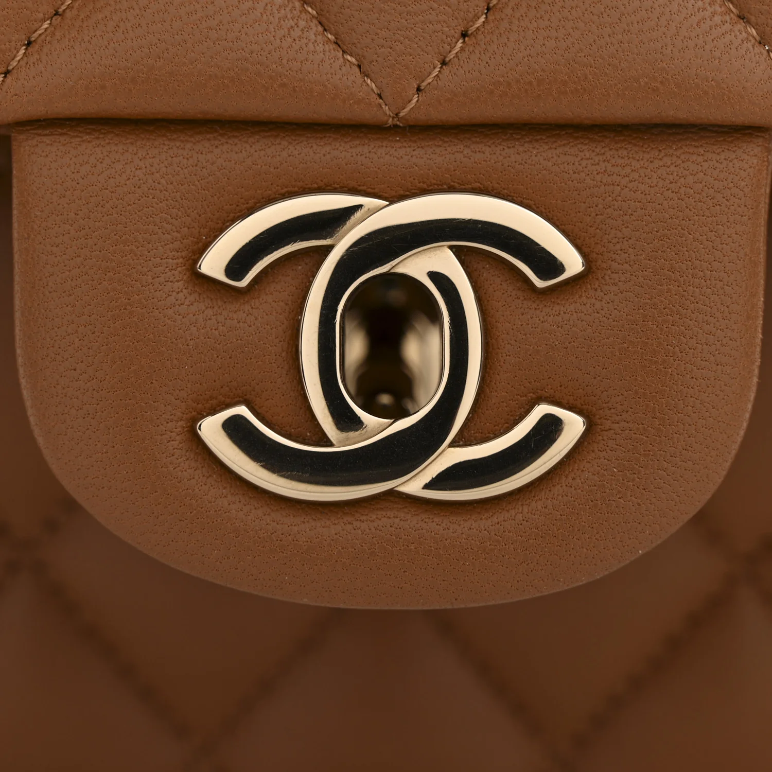Lambskin Quilted Medium Double Flap Brown - Image 11