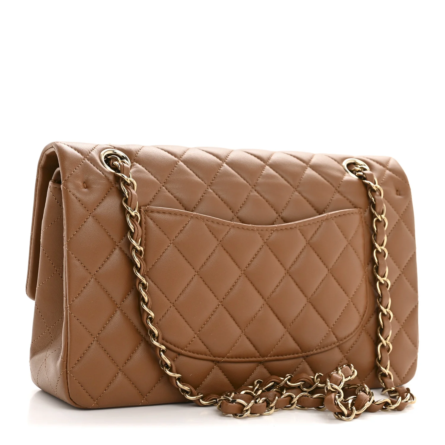 Lambskin Quilted Medium Double Flap Brown - Image 3