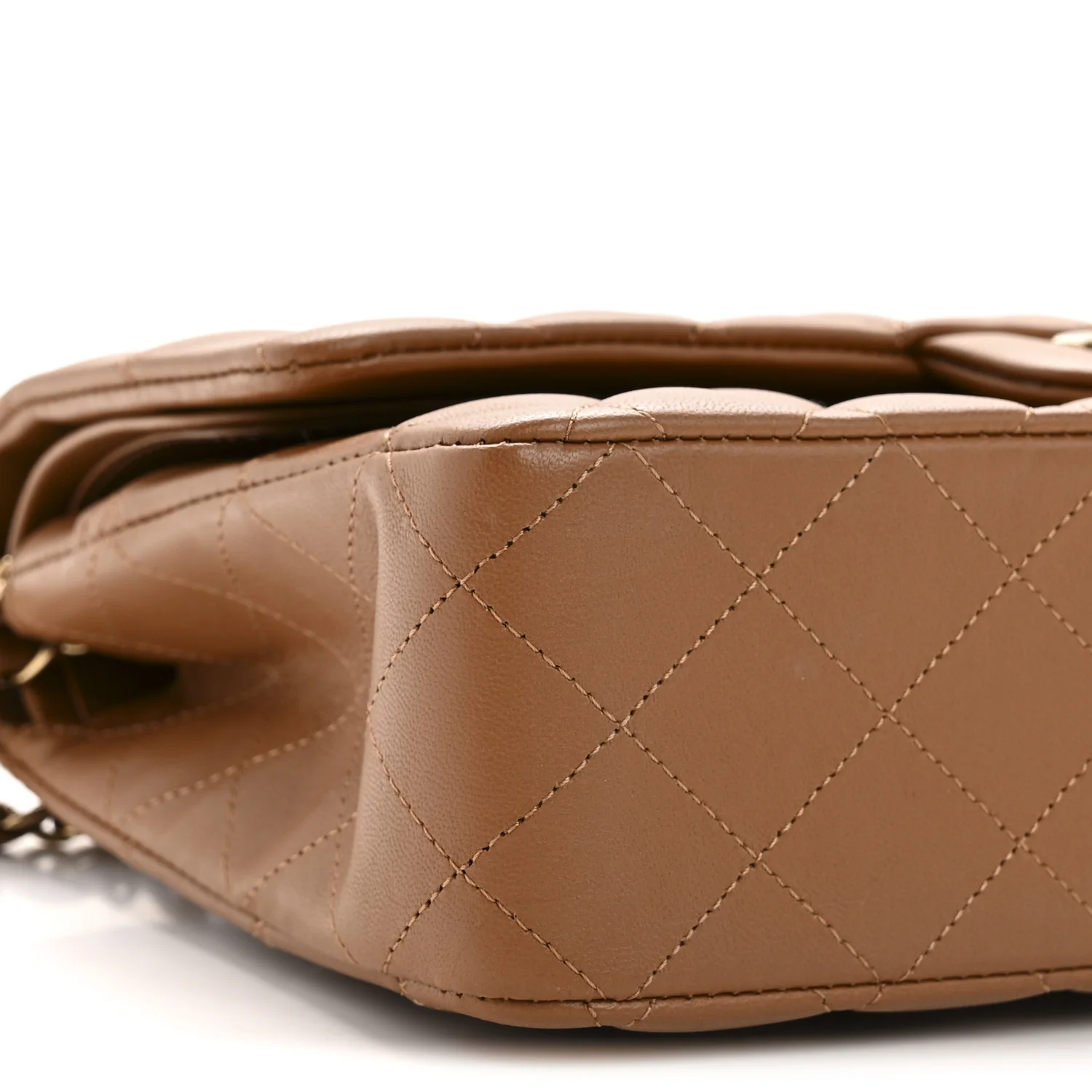 Lambskin Quilted Medium Double Flap Brown - Image 9