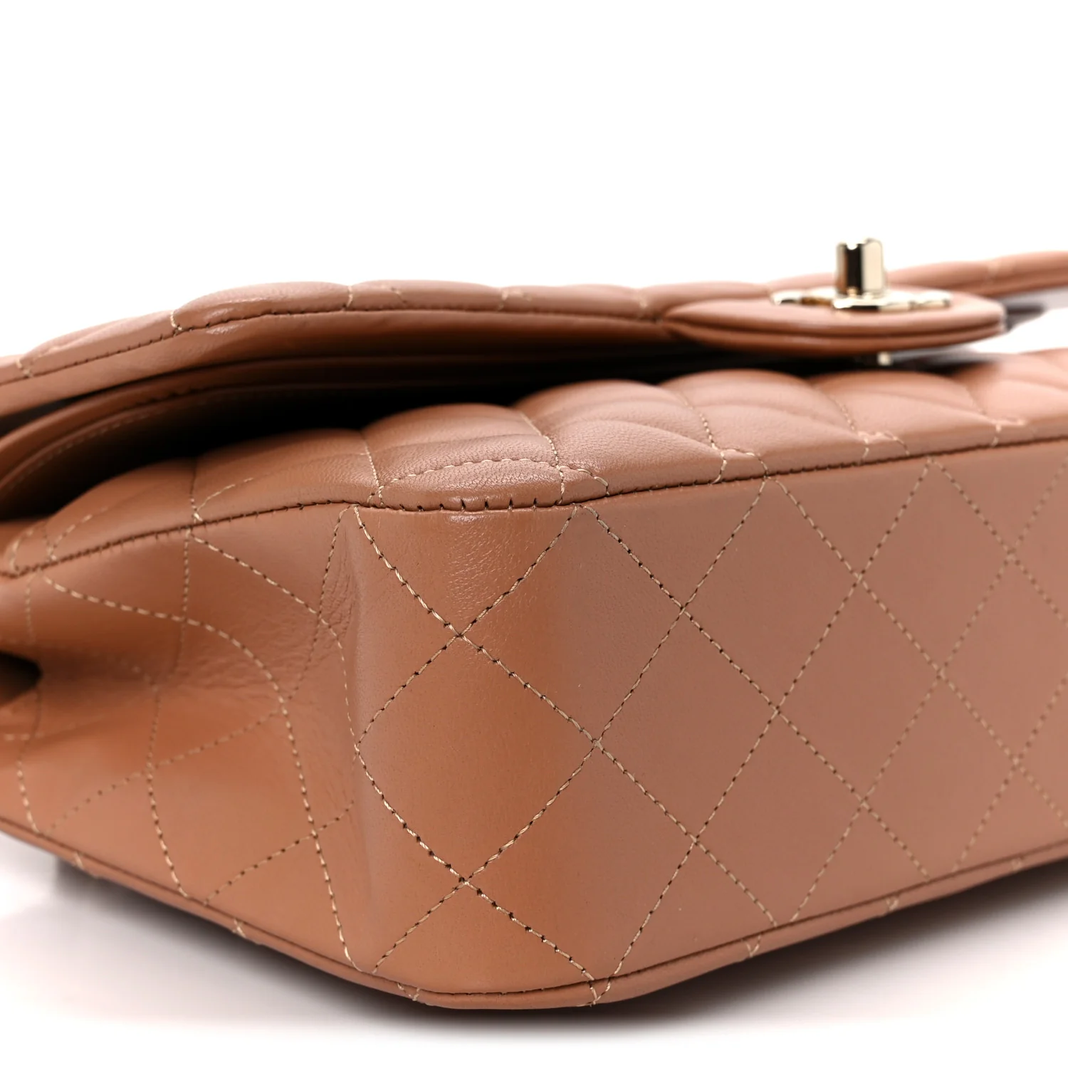Lambskin Quilted Medium Double Flap Brown - Image 10