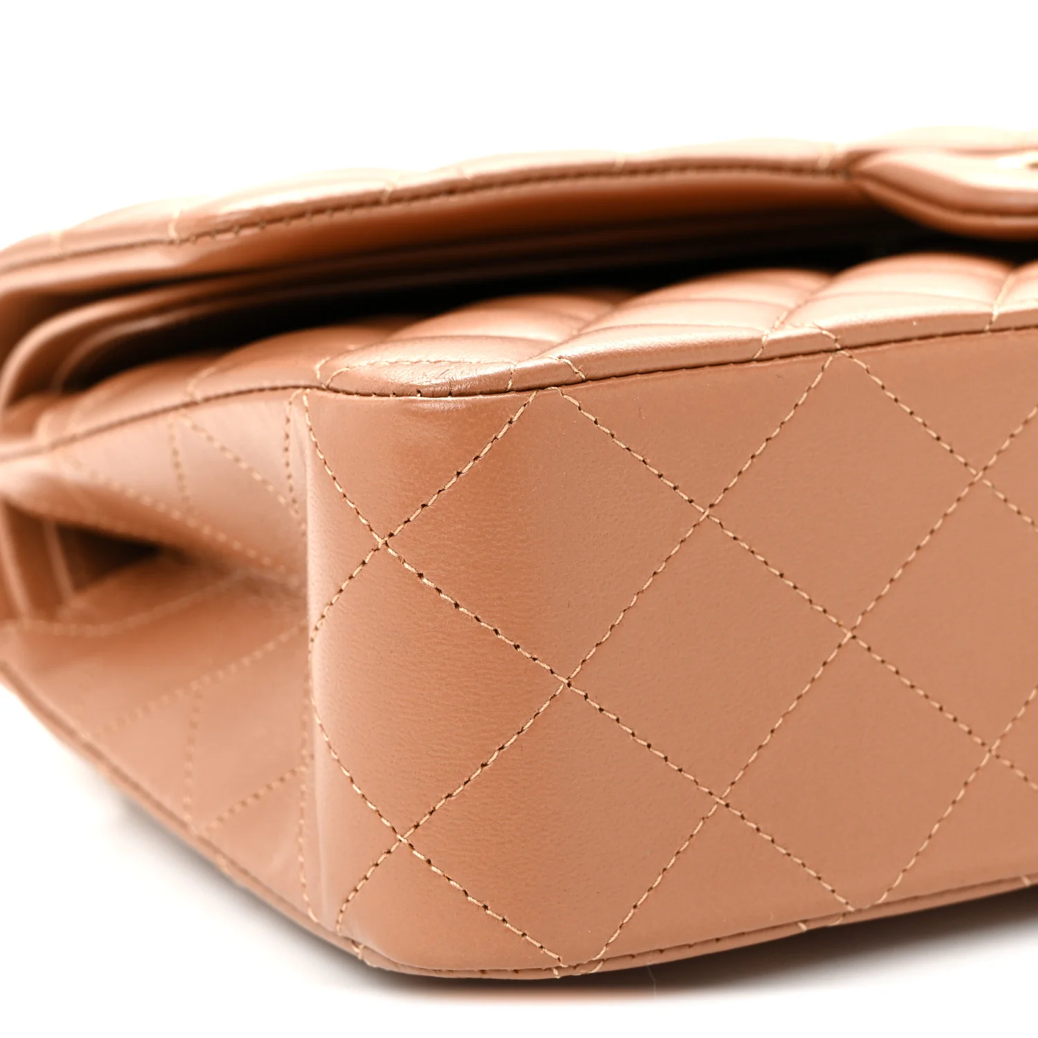 Lambskin Quilted Medium Double Flap Brown - Image 9