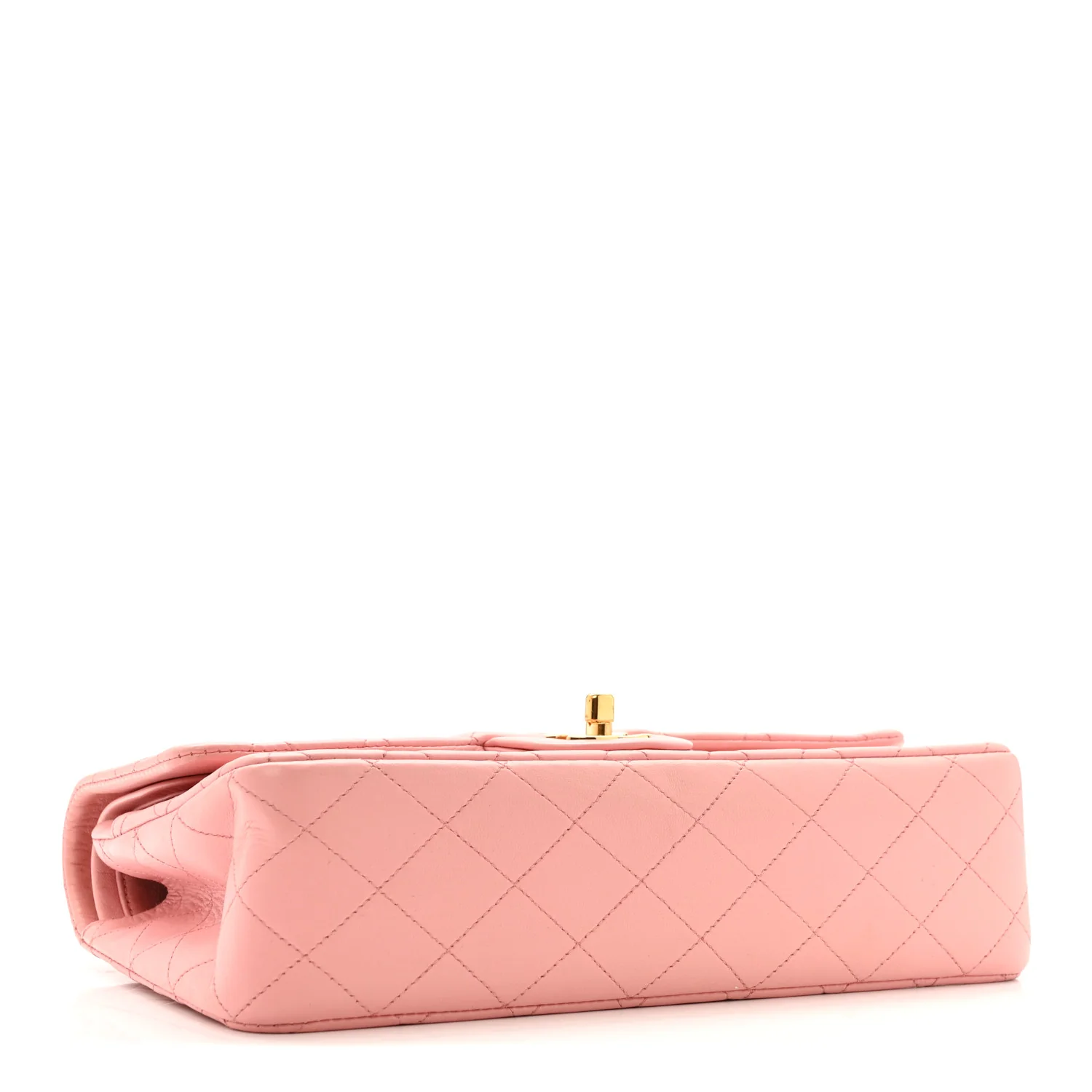 Lambskin Quilted Medium Double Flap Light Pink - Image 4