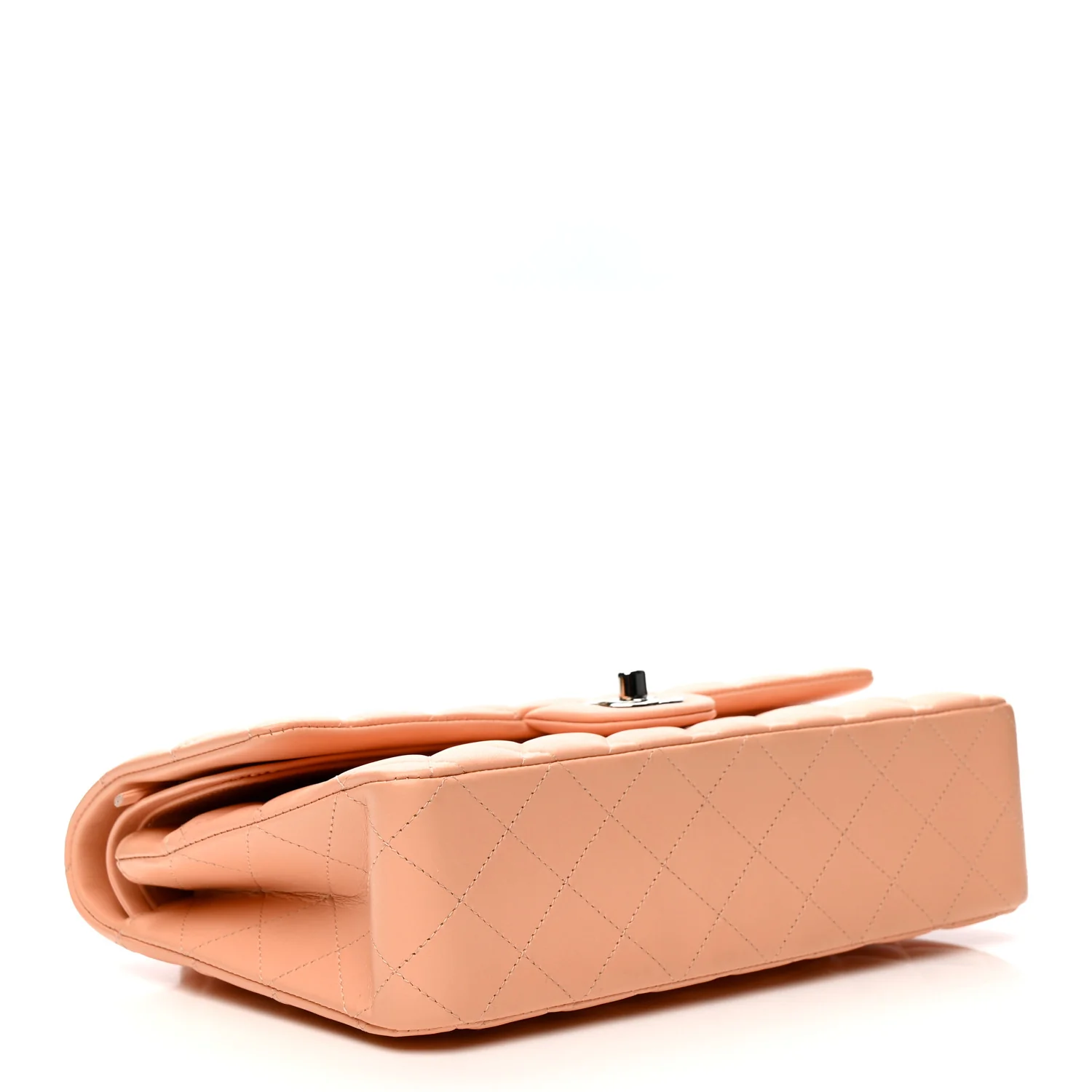 Lambskin Quilted Medium Double Flap Light Pink - Image 4