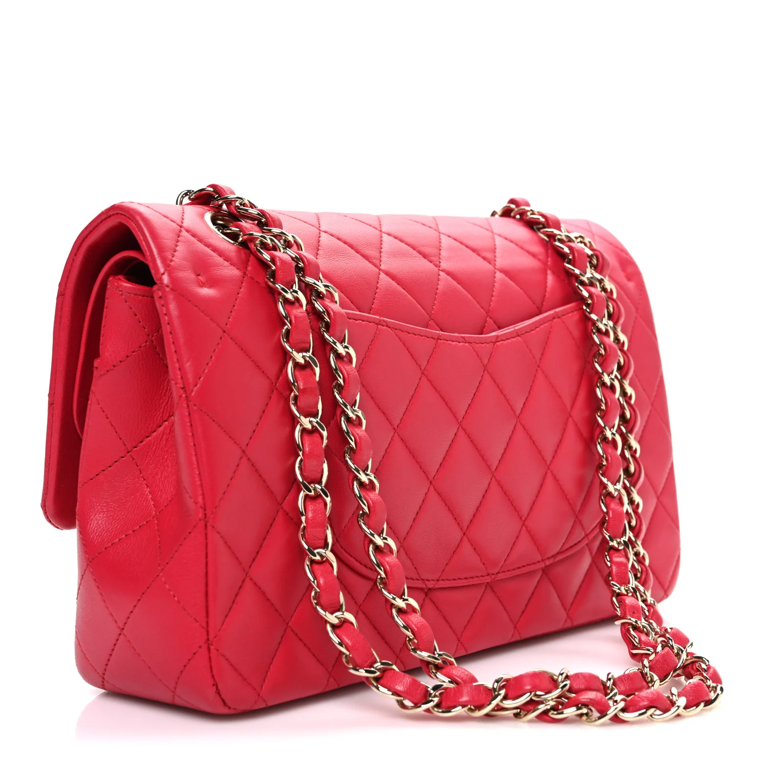 Lambskin Quilted Medium Double Flap Pink - Image 3