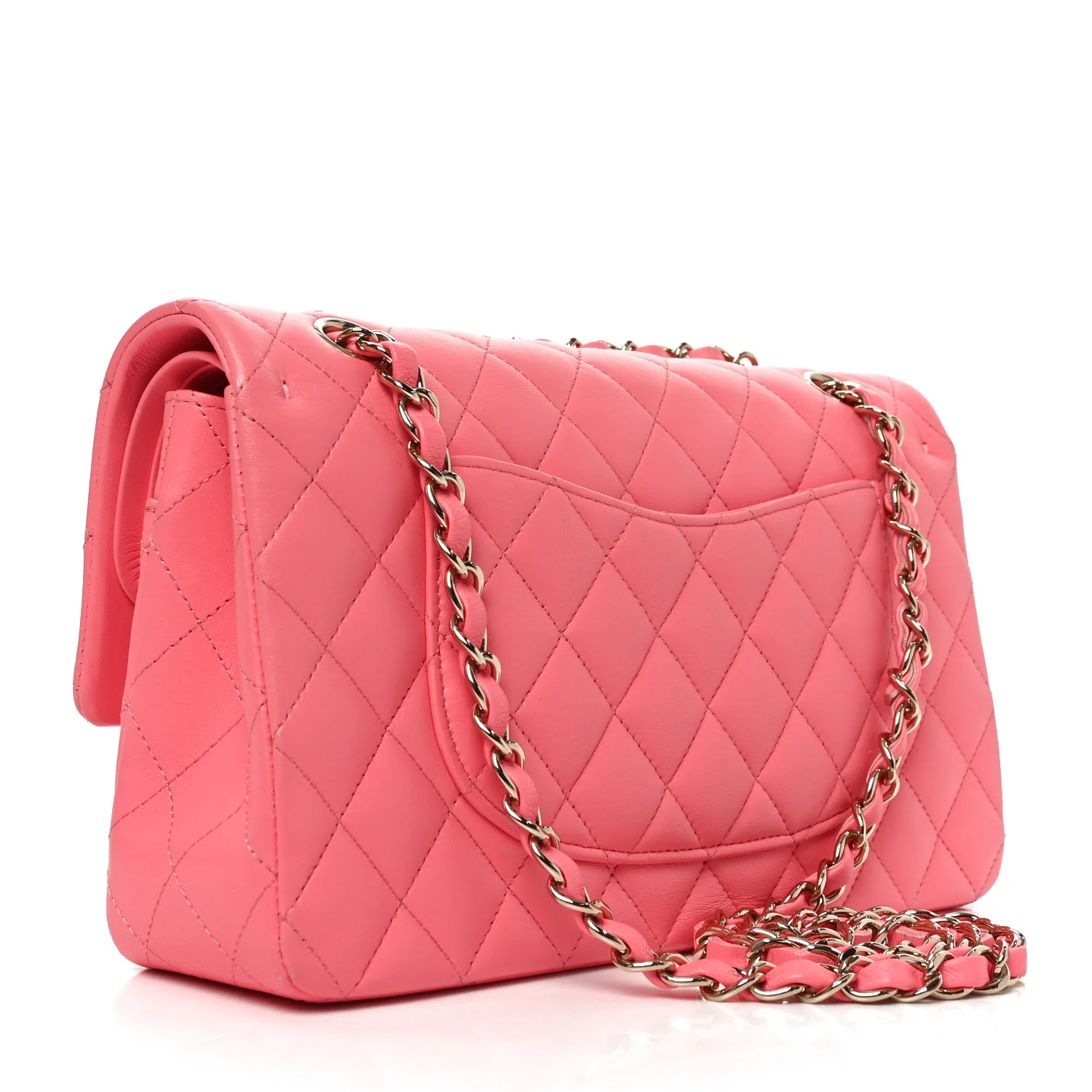 Lambskin Quilted Medium Double Flap Pink - Image 3