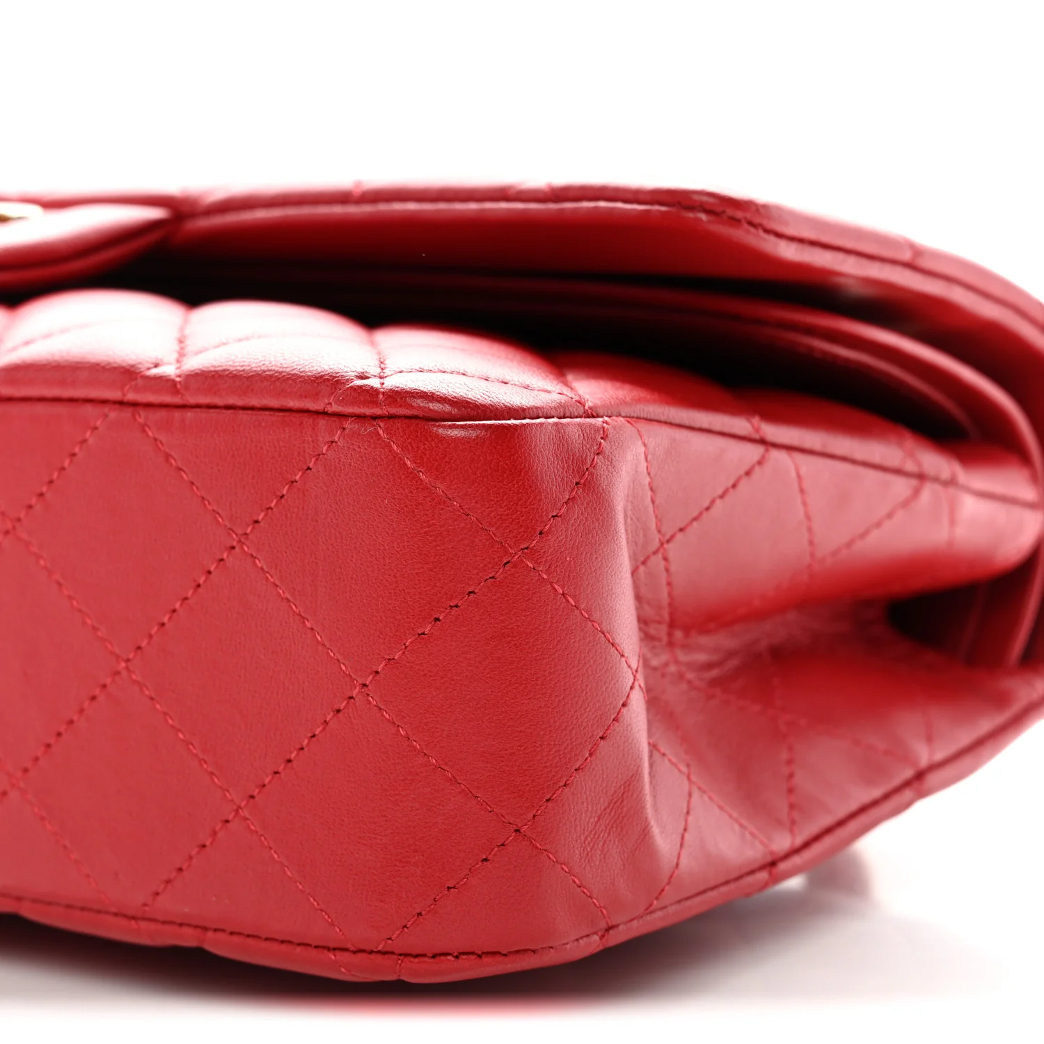 Lambskin Quilted Medium Double Flap Red - Image 10