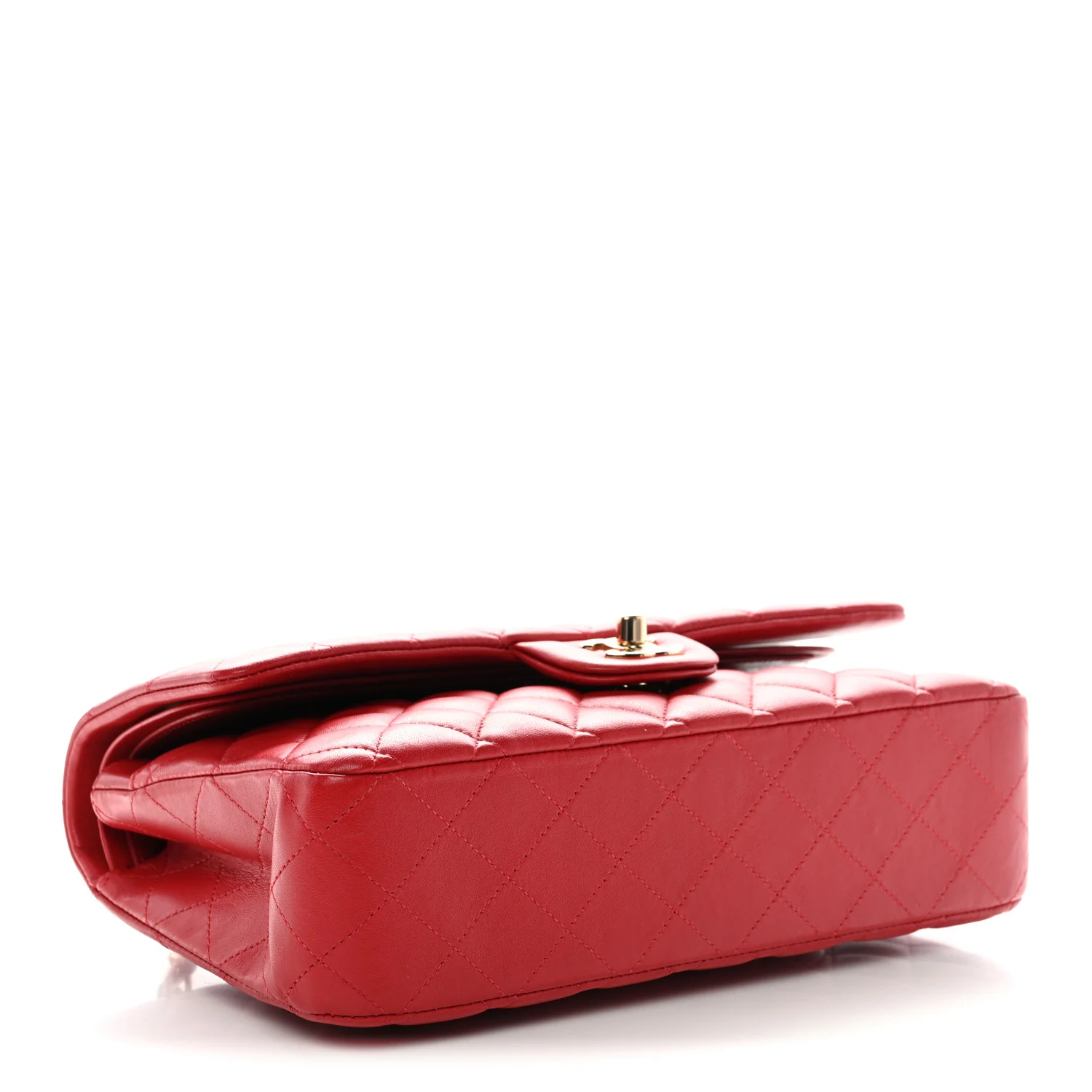 Lambskin Quilted Medium Double Flap Red - Image 4