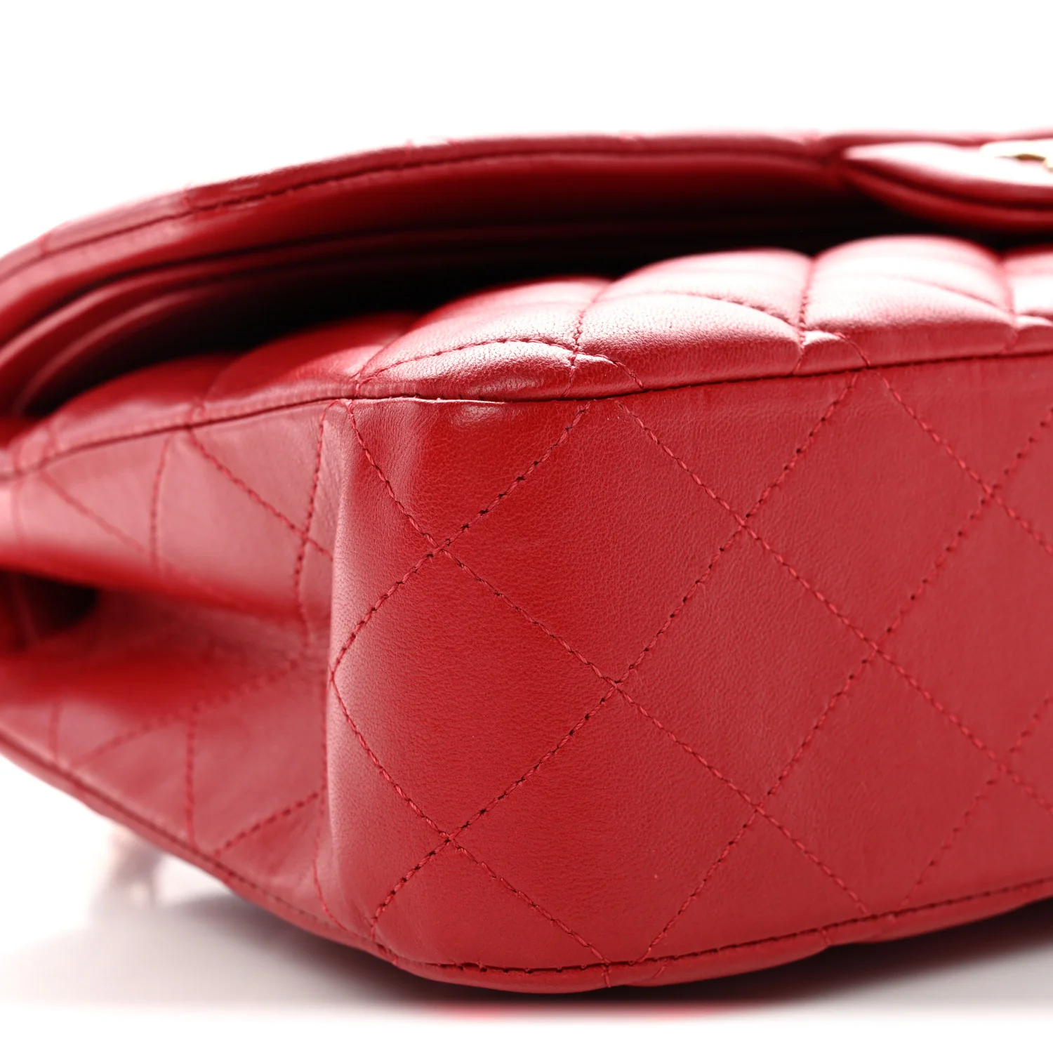 Lambskin Quilted Medium Double Flap Red - Image 9