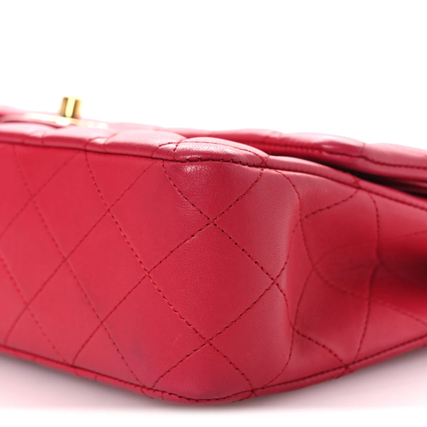 Lambskin Quilted Medium Double Flap Red - Image 10