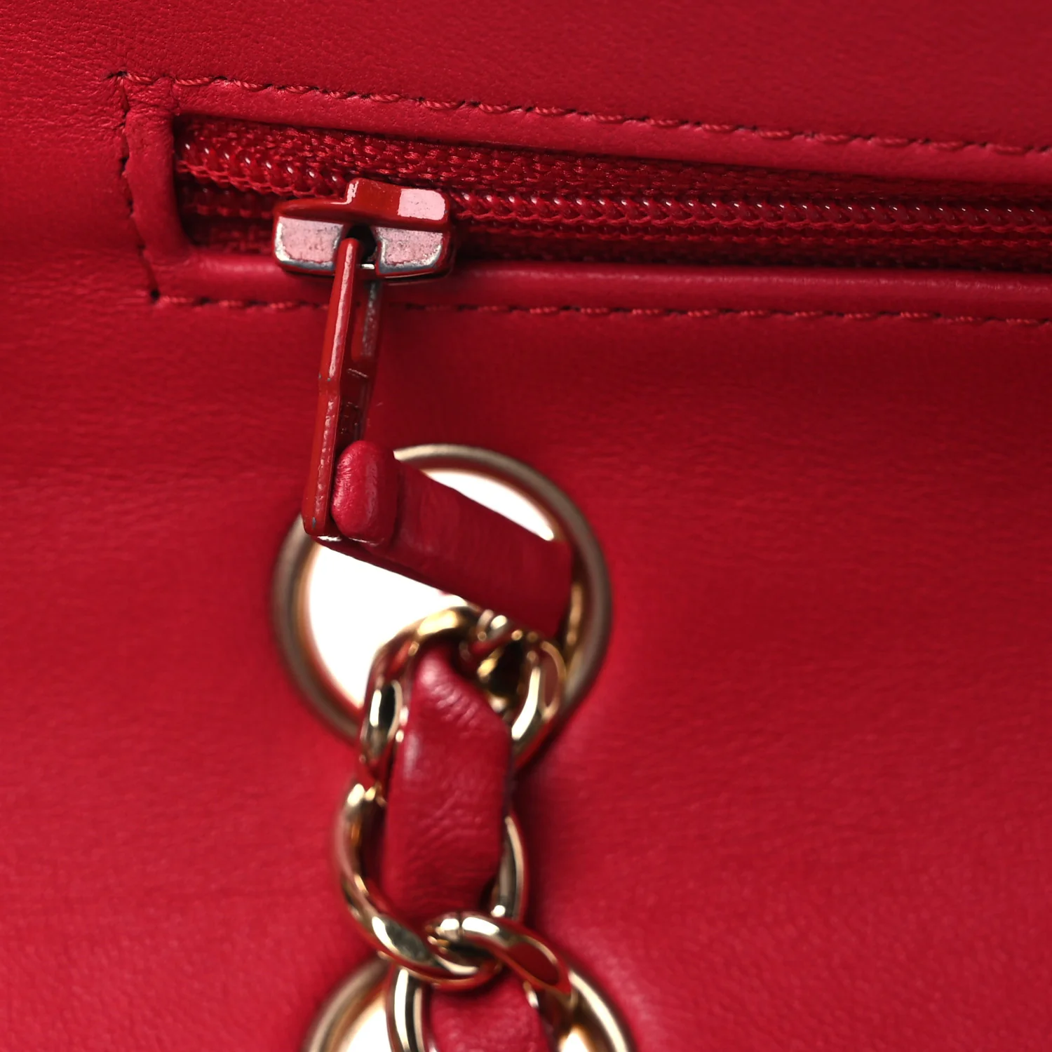 Lambskin Quilted Medium Double Flap Red - Image 11