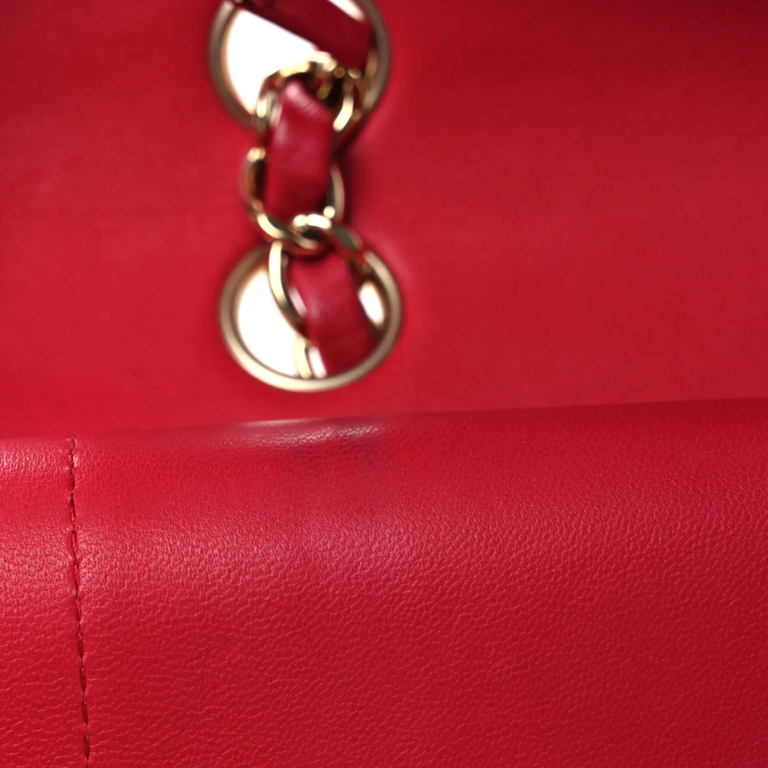 Lambskin Quilted Medium Double Flap Red - Image 12