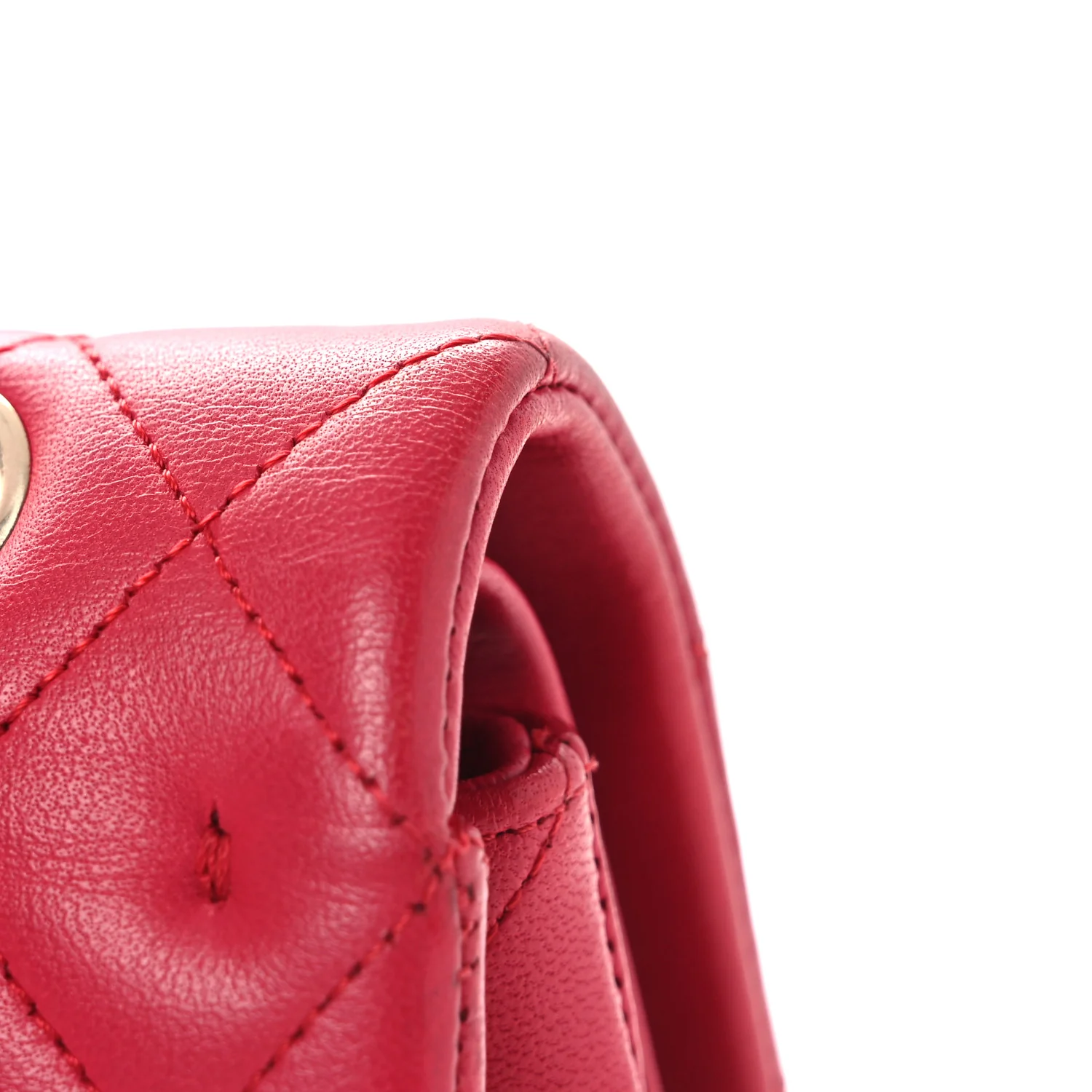 Lambskin Quilted Medium Double Flap Red - Image 13