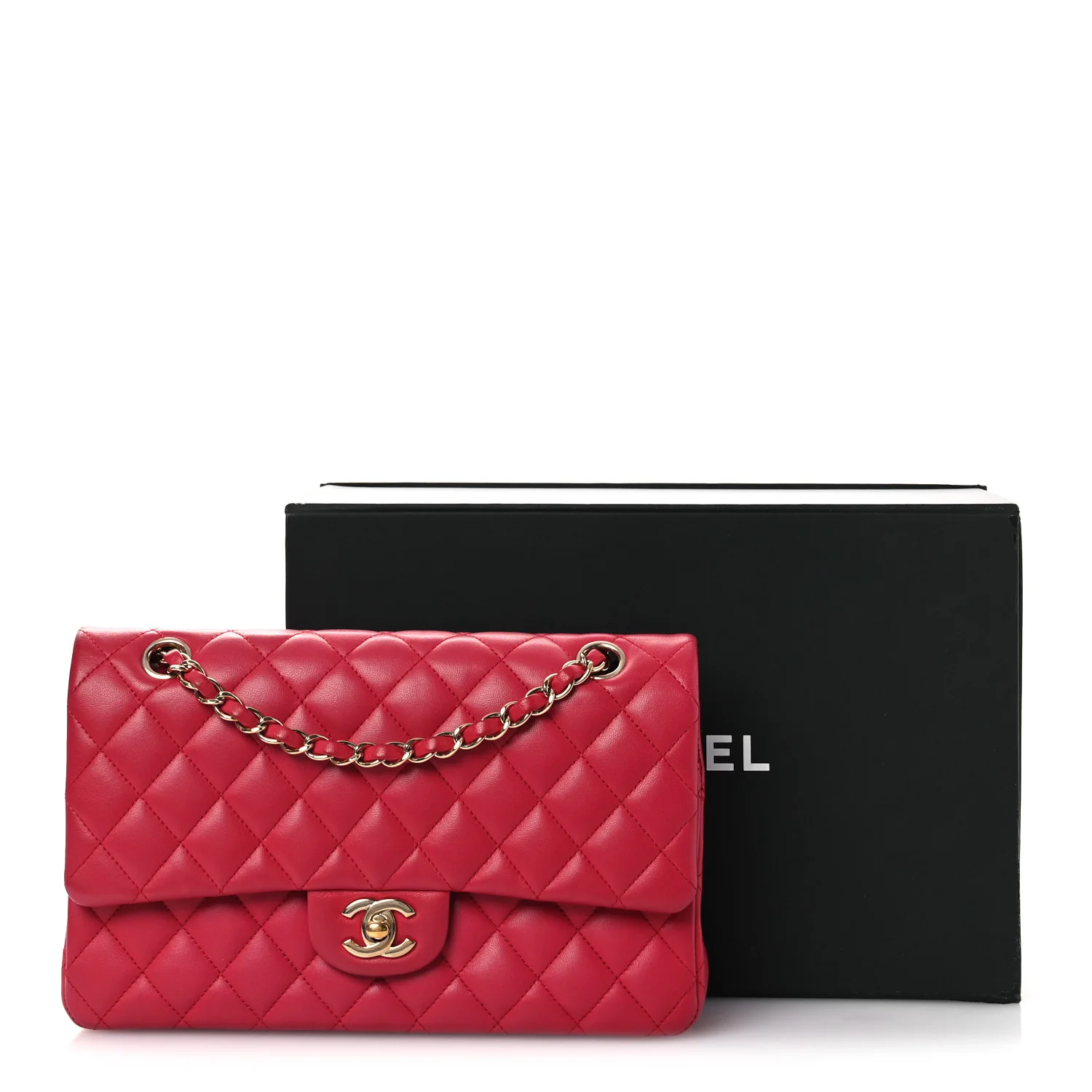 Lambskin Quilted Medium Double Flap Red - Image 14