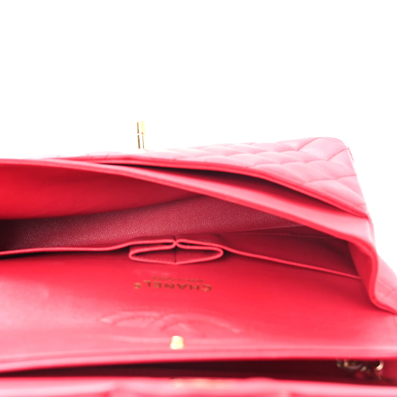Lambskin Quilted Medium Double Flap Red - Image 5