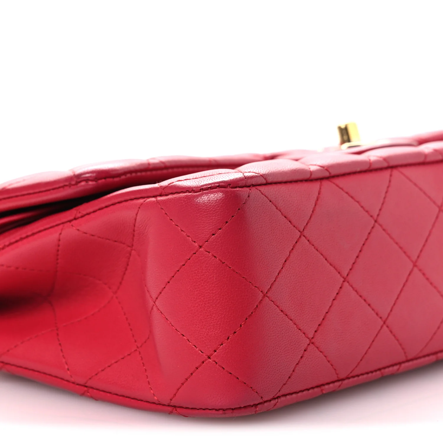 Lambskin Quilted Medium Double Flap Red - Image 9