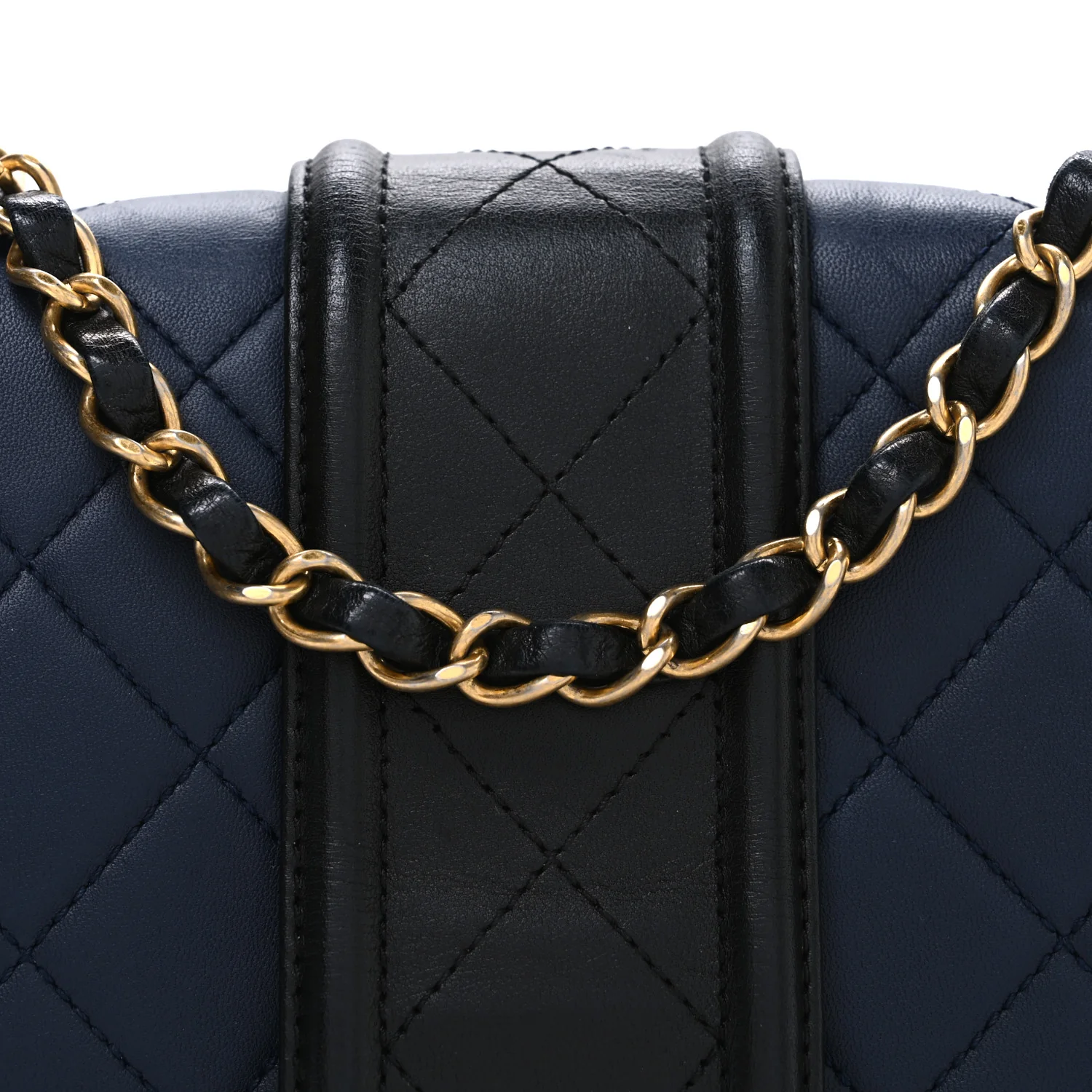 Lambskin Quilted Medium Elegant CC Flap Navy Black - Image 8