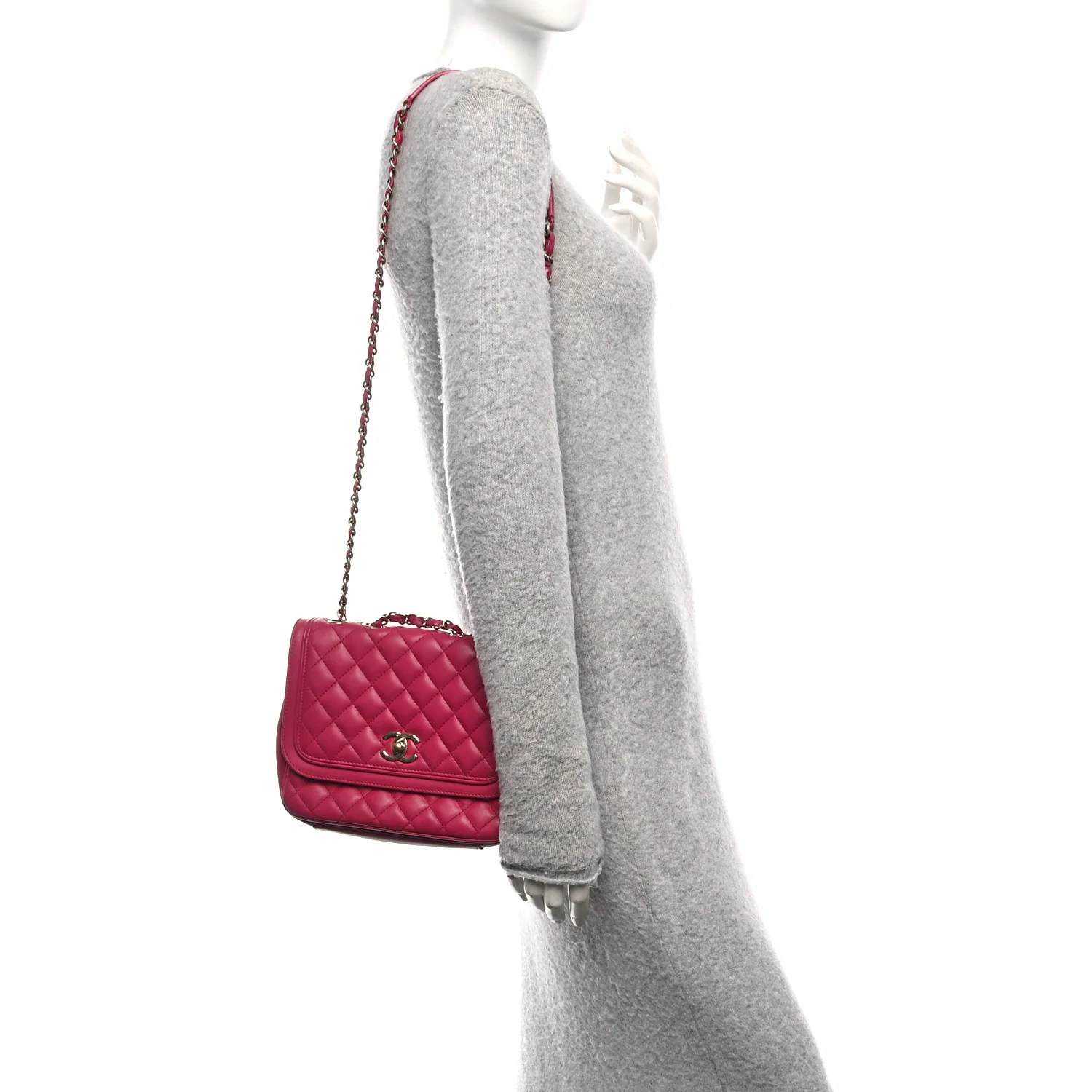 Lambskin Quilted Medium Lovely Day Flap Pink - Image 2