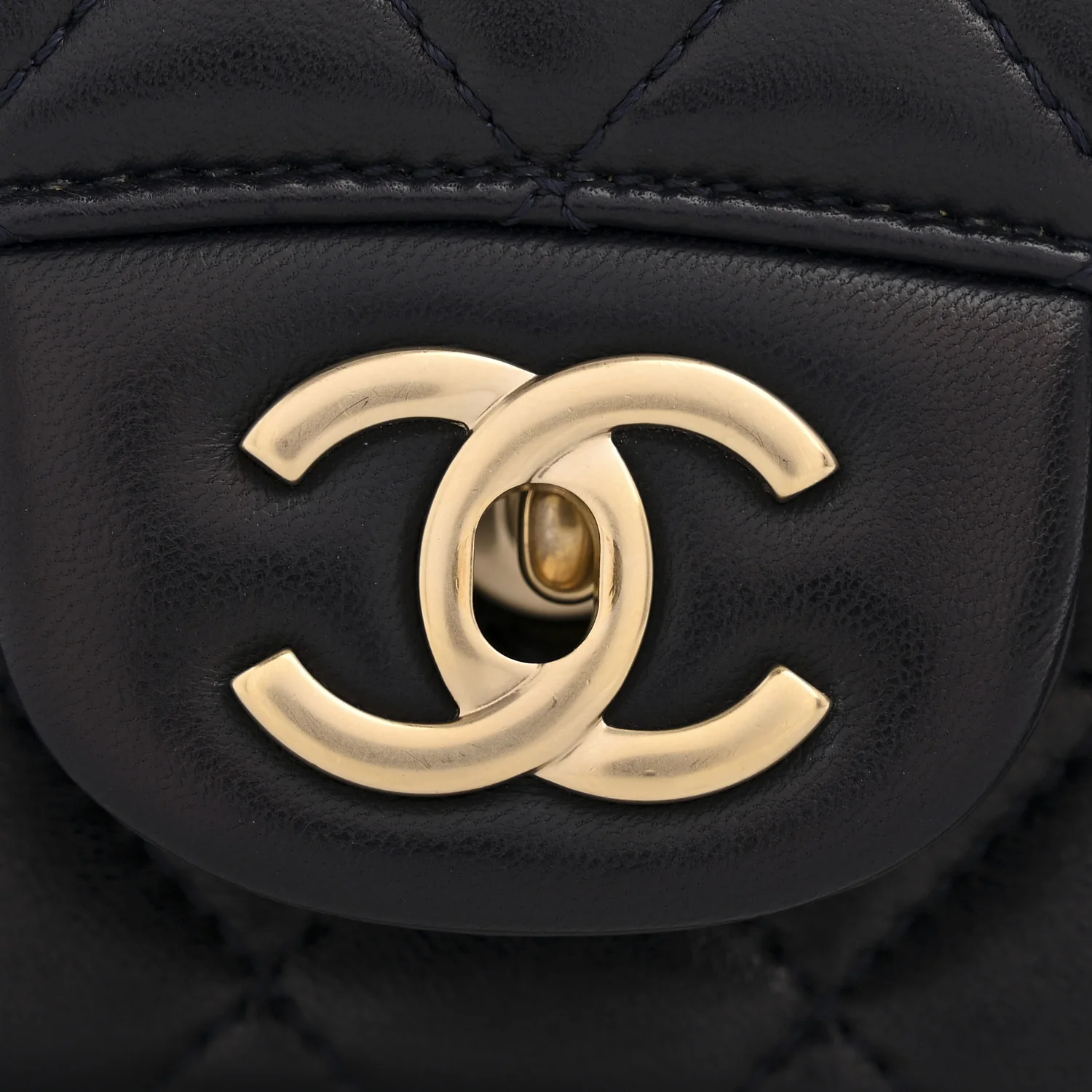 Lambskin Quilted Medium Mademoiselle Chic Flap Navy - Image 12
