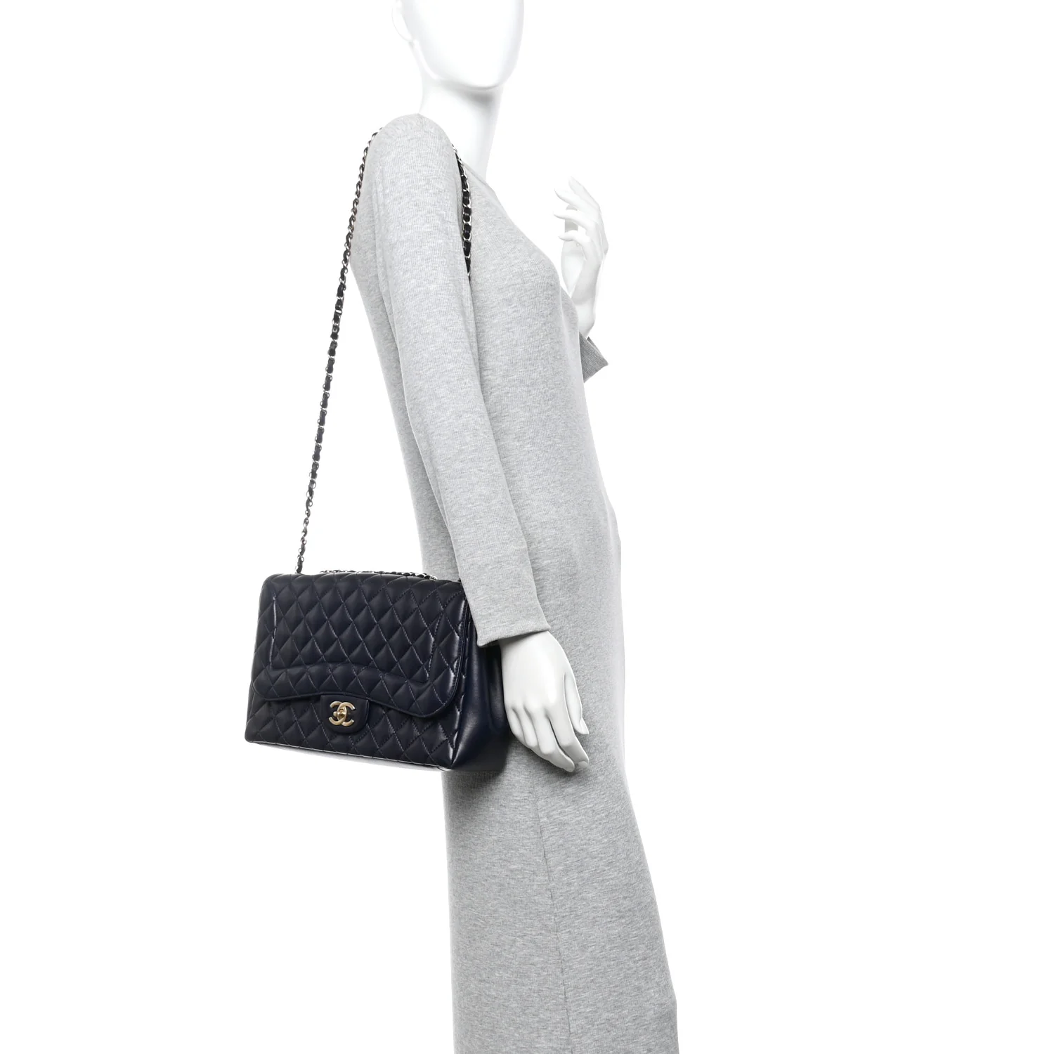 Lambskin Quilted Medium Mademoiselle Chic Flap Navy - Image 2