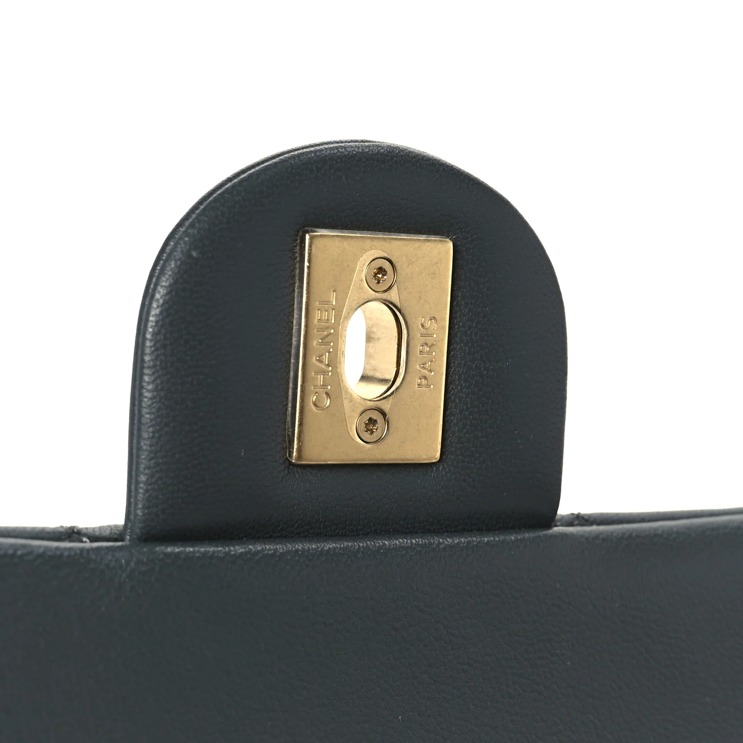 Lambskin Quilted Medium Rectangular CC Slide Flap Grey - Image 7