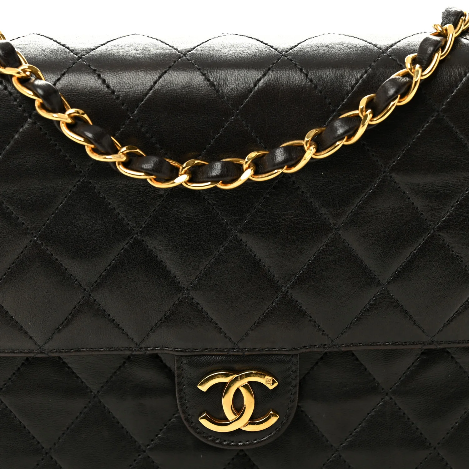 Lambskin Quilted Medium Single Flap Black - Image 8