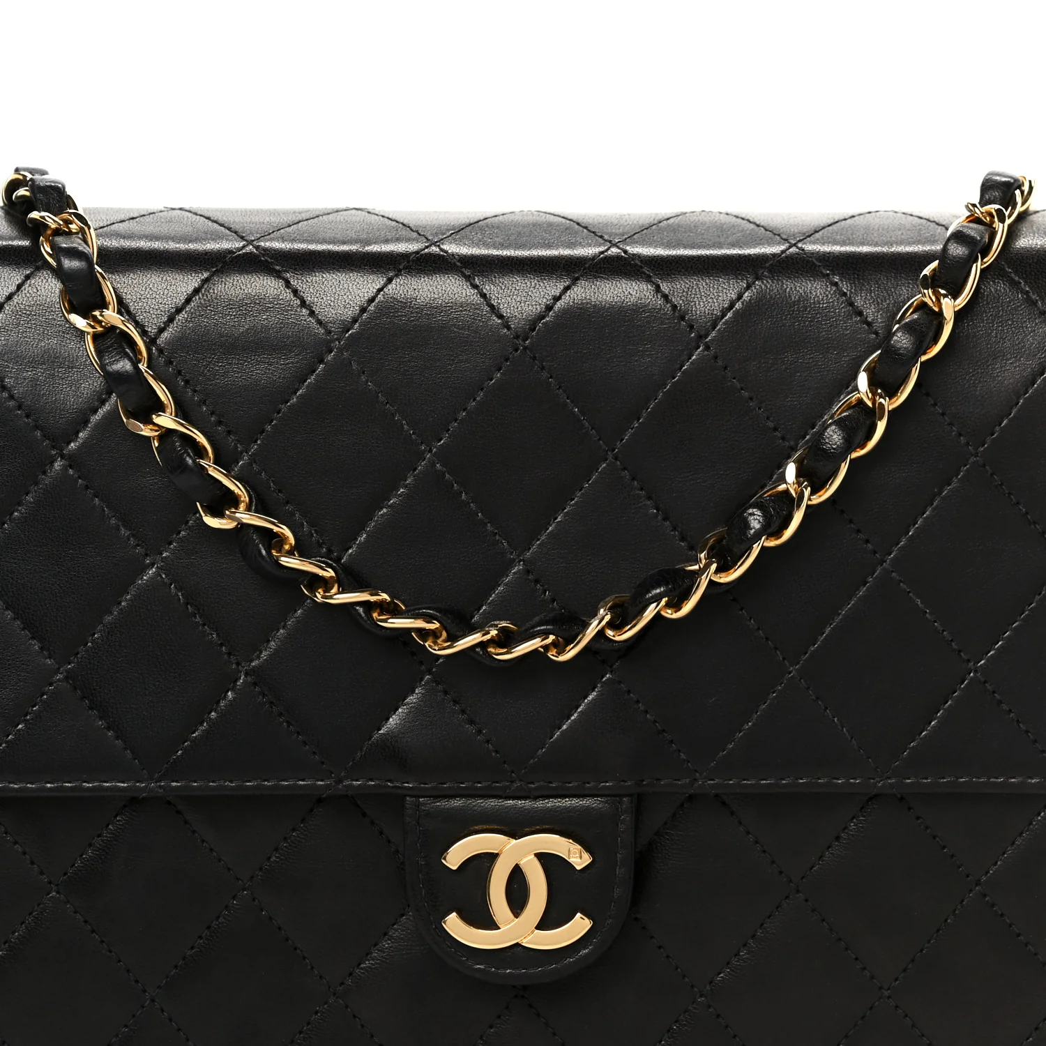Lambskin Quilted Medium Single Flap Black - Image 10