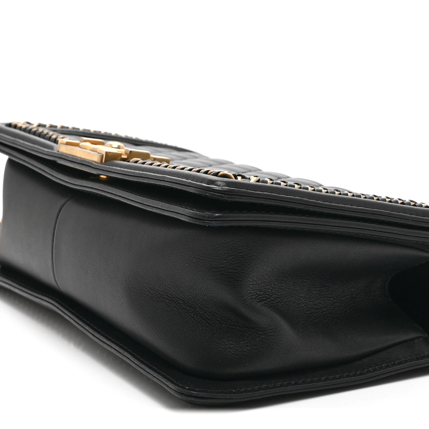Lambskin Quilted Medium Top Handle Boy Flap Black - Image 10