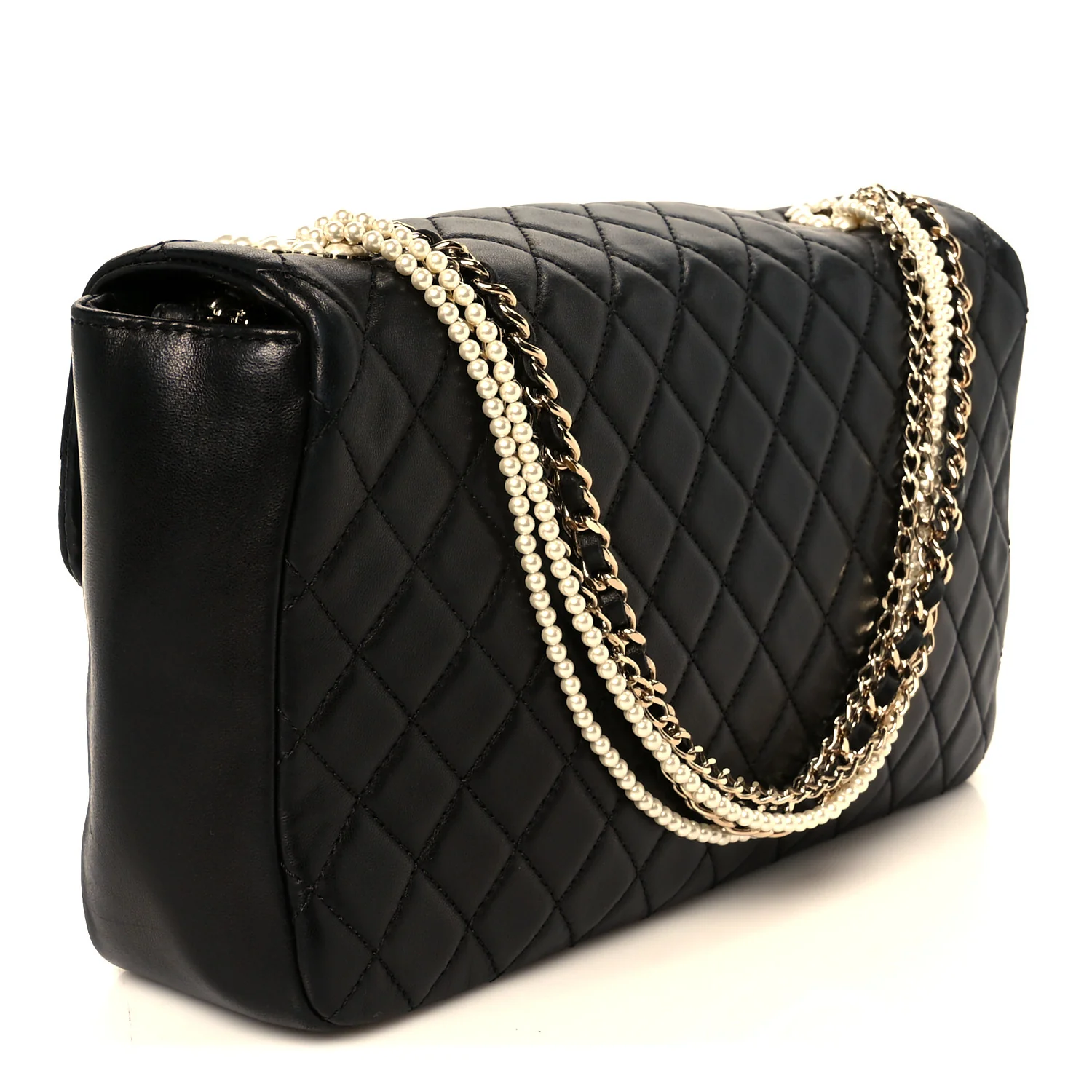 Lambskin Quilted Medium Westminster Pearl Flap Black - Image 3