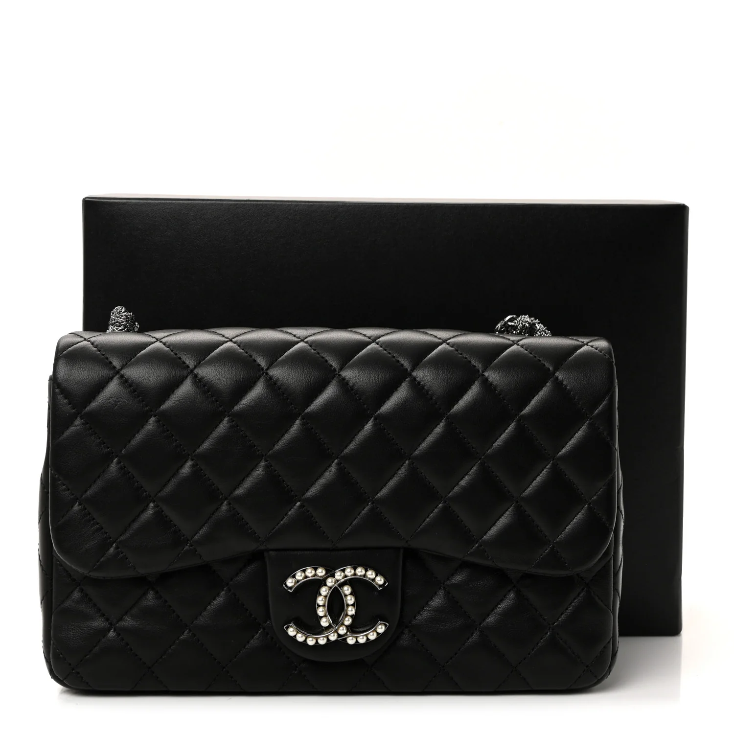 Lambskin Quilted Medium Westminster Pearl Flap Black - Image 11