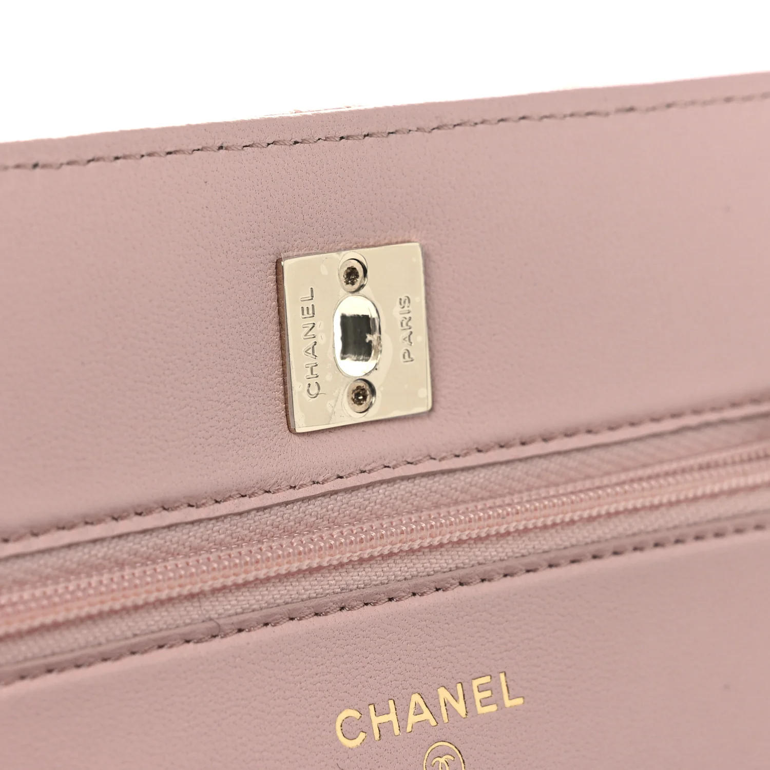 Lambskin Quilted Metal Enamel Flower Top Handle Wallet On Chain WOC Light Pink - Image 12