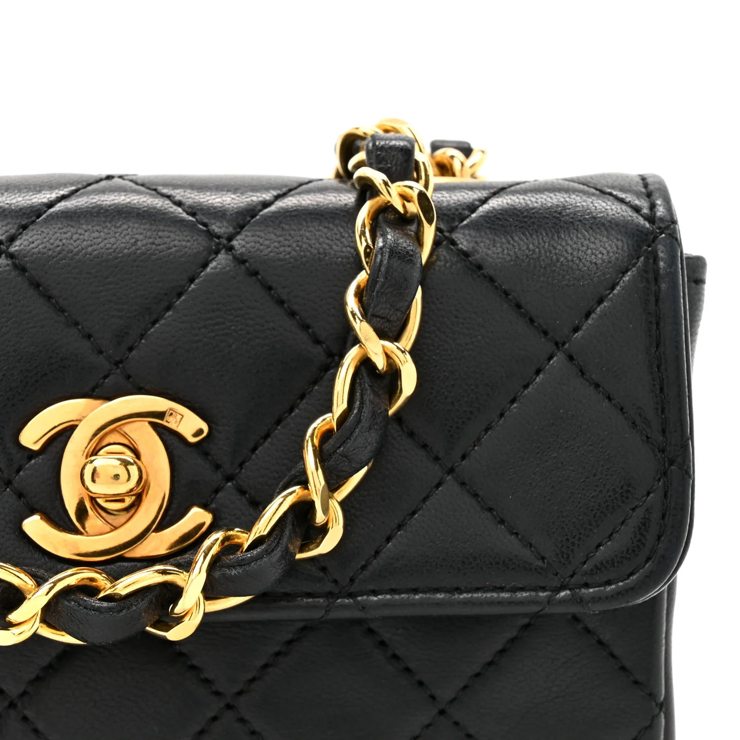 Lambskin Quilted Micro Mini Flap Bag Black - Image 9